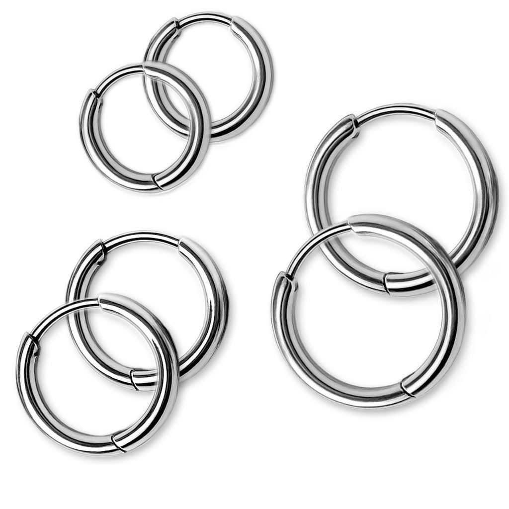 viva-adorno Paar Creolen Damen Klappcreolen Hoop Ohrringe Edelstahl verschiedene Größen, dünn schmal Conch Helix Cartilage Piercing