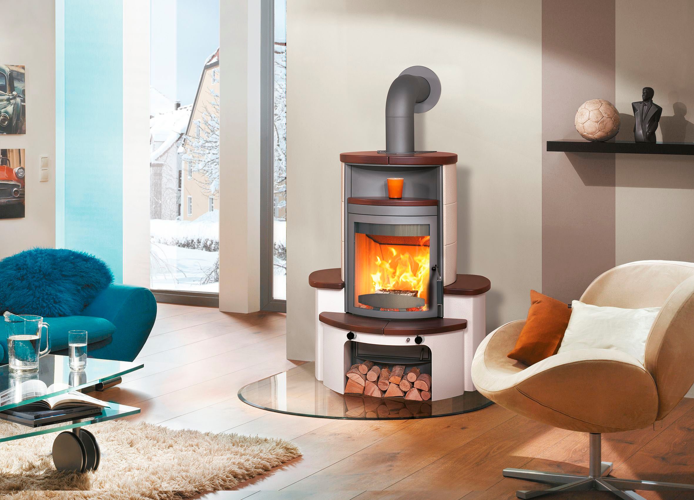 HARK Kaminofen »Avenso GT ECOplus 6 KW«, 6 kW, Dauerbrand, jola-braun/stone