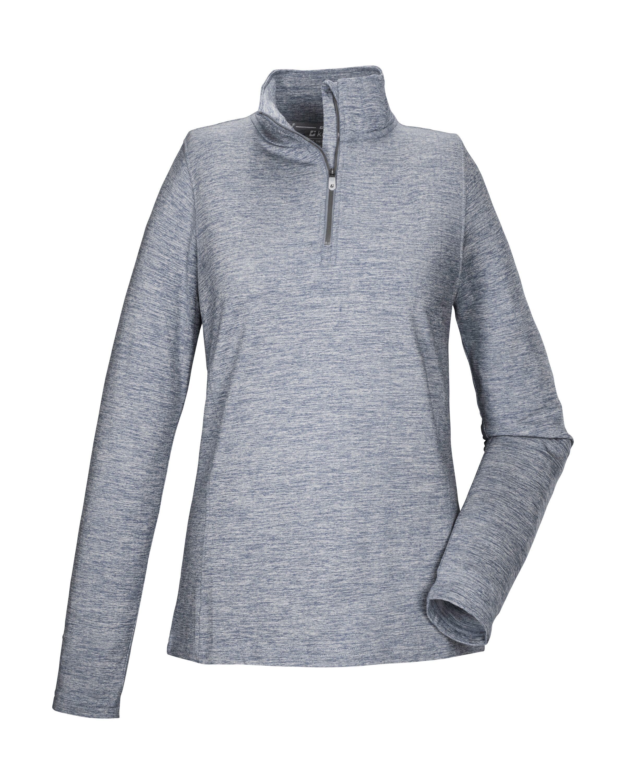 Killtec Langarmshirt KSW 121 WMN FLX SHRT Melange Funktionsshirt mit Stehkragen, Reißverschluss und Kinnschutz