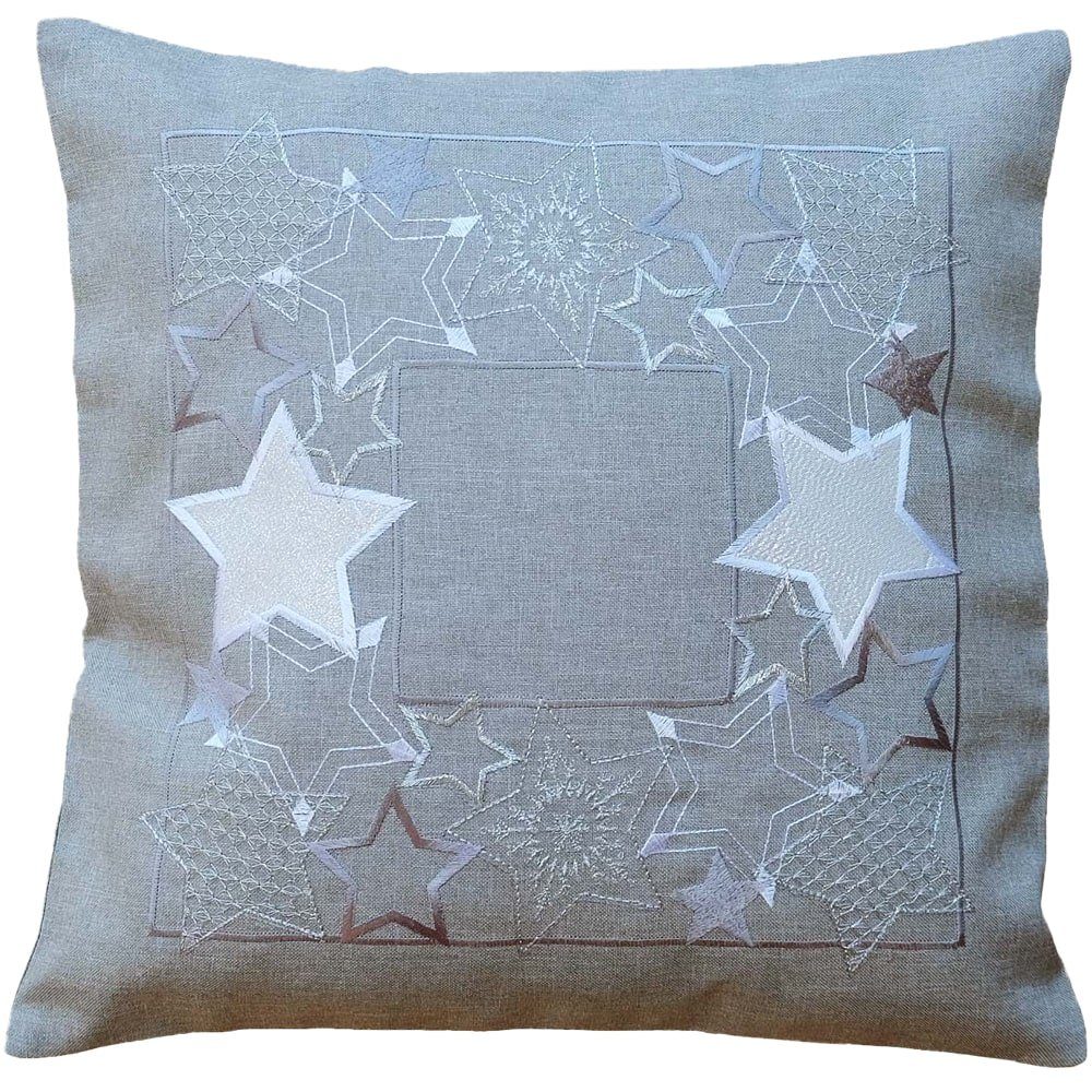 matches21 HOME & HOBBY Kissenbezüge Kissen-Bezug Sterne Weihnachten hell-grau weiß 40x40 cm, (1 Stück), Wohnzimmer Kissen-Hüllen als Deko-Kissen Zier-Kissen Sofa-Kissen