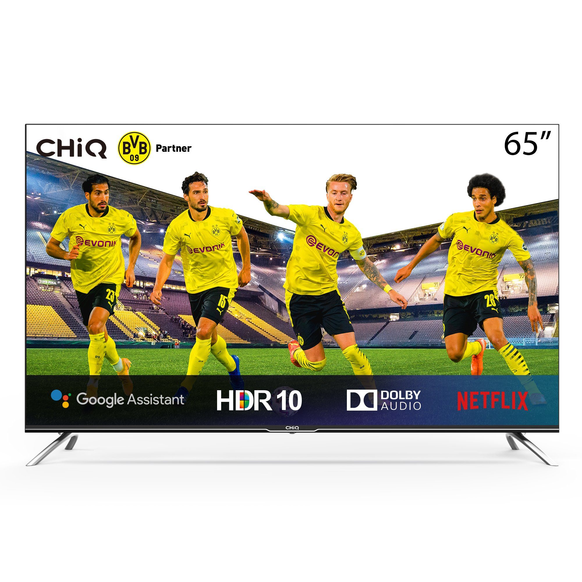 CHiQ U65G7U LED-Fernseher (164,00 cm/65 Zoll, 4K Ultra HD, Android 9.0,  Smart-TV, Google Assistant,Play store,Netflix,Youtube,Amazon prime  video,Dolby vision,Dolby Audio,Chromecast  built-in,Bluetooth5.0,Frameless,AI Pont,HbbTV2.0,Google Smart Home ...