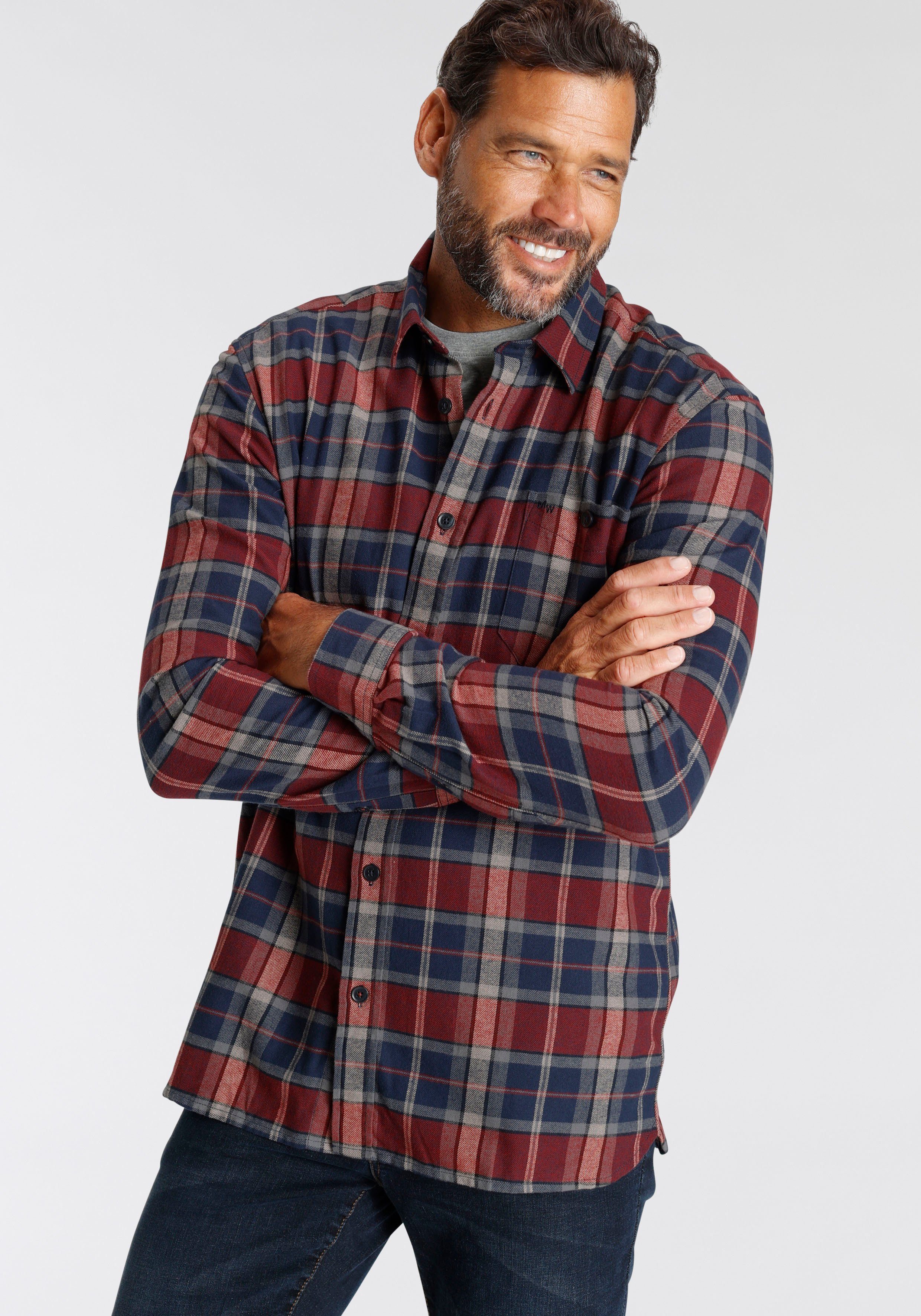 Man's World Flanellhemd Karomuster günstig online kaufen