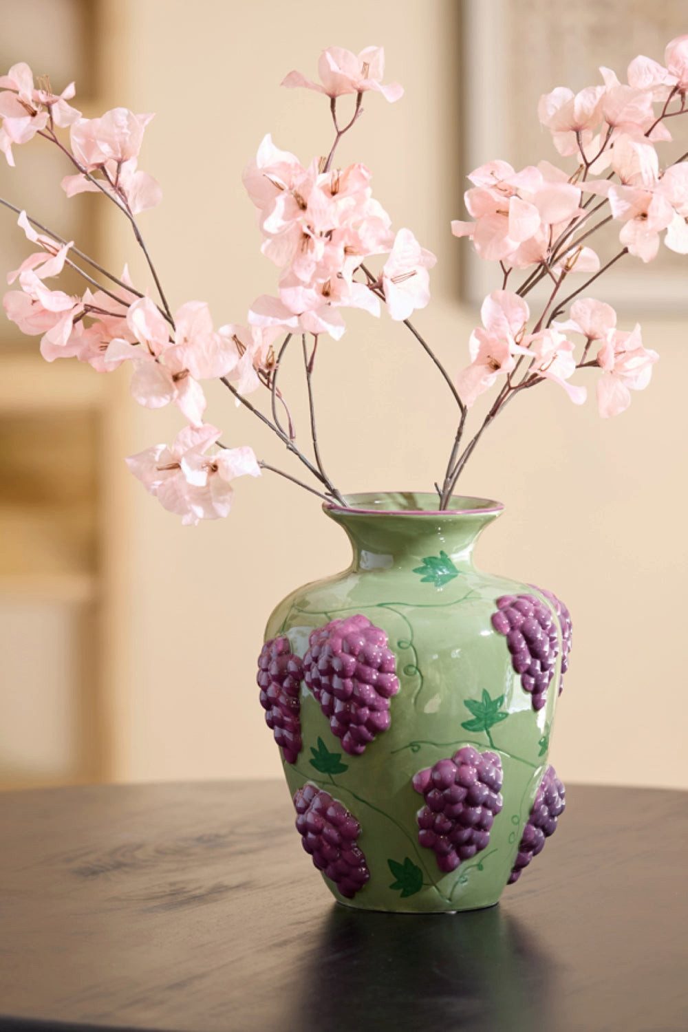 Dirk Davids Leuchten GmbH Dekovase Deko-Vase Grape mit 3D-Traubenrelief Grün Weinrot Ø26 x 31 cm – Bild 4 von 4