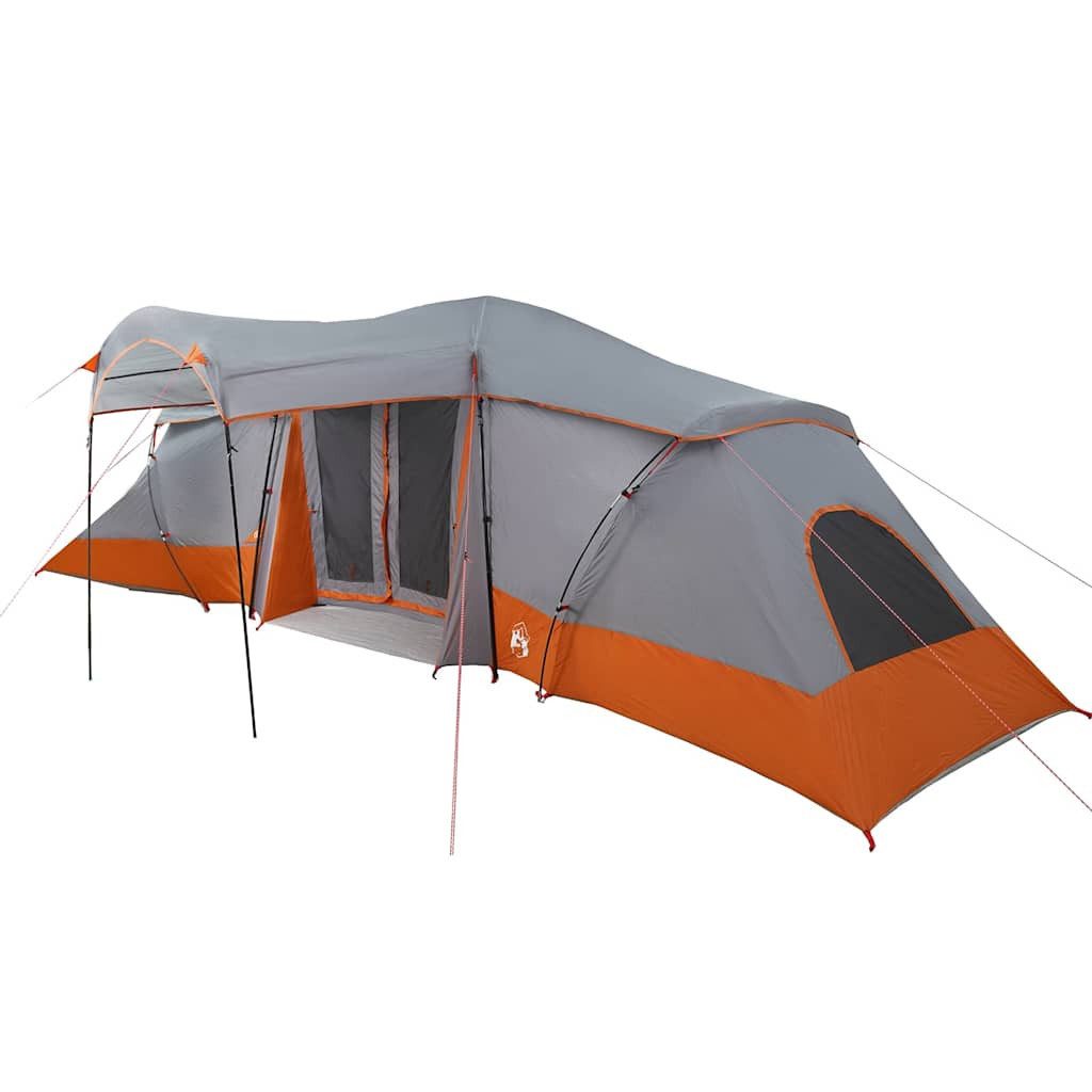 vidaXL Tunnelzelt Familienzelt 6 Personen Grau und Orange Polyester und Fiberglas, (1 tlg)