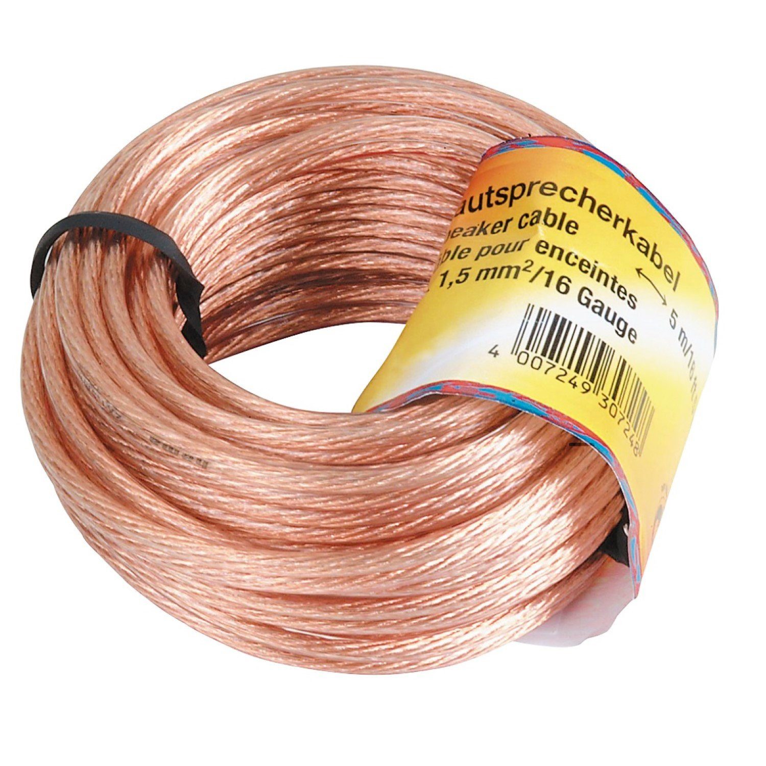 Hama HQ 10m Lautsprecher-Kabel 2x 1,5mm² dick Audio-Kabel, Roh, (1000 cm), 1,5mm² 2-adrig, Kupfer-Kabel für Boxen-Kabel Hifi LS