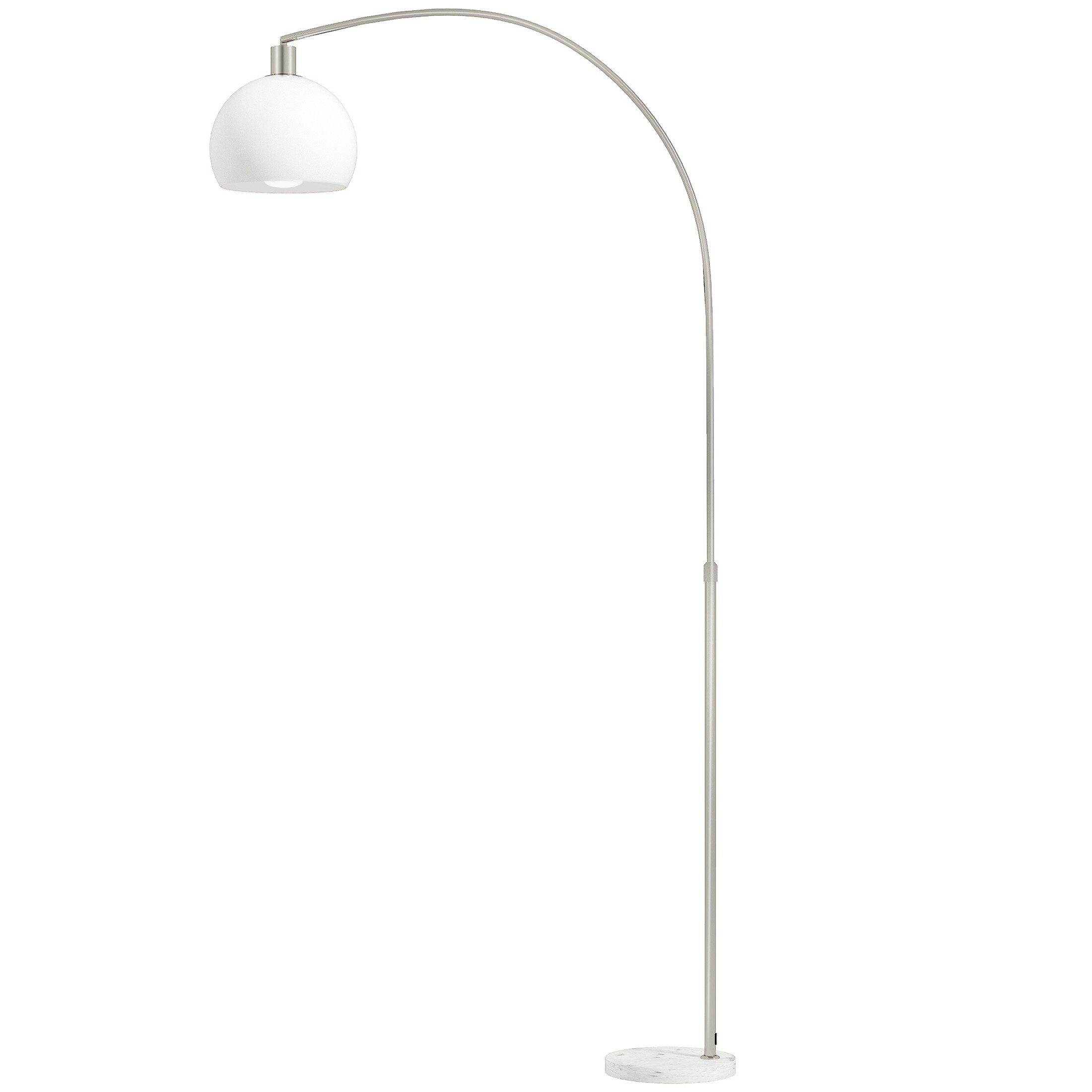 Blossom Bogenlampe Bogen Stehlampe Weiß, Stehleuchte mit Marmorsockel, E27, Fußschalter, Bogenstehleuchte Bogenleuchte Wohnzimmer ohne Leuchtmittel, 180 cm