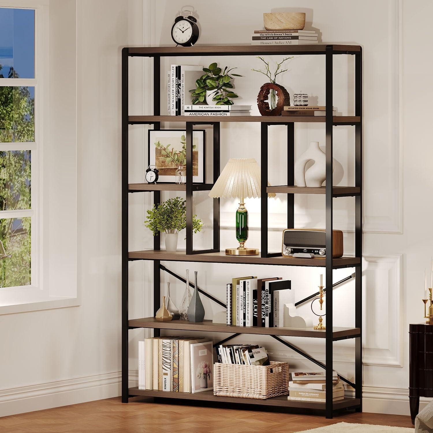 LuxusKollektion Standregal Bücherregal 6 Ebenen 30x120x180cm Industrial Retro, 1-tlg.
