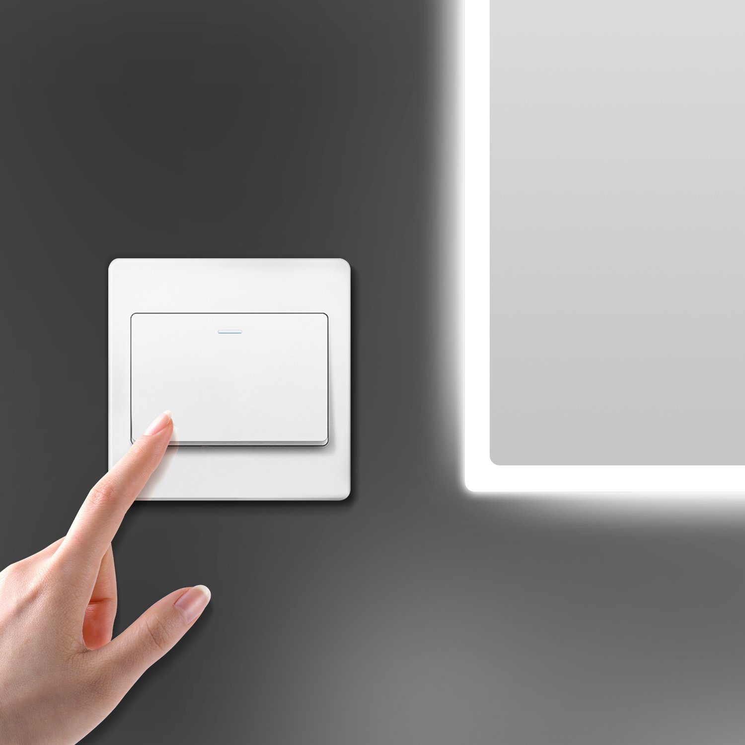 SONNI Badspiegel Badspiegel mit Beleuchtung Wandspiegel 60 x 40cm Led Badspiegel, Kaltweiß Wandschalter Badspiegel mit Licht IP44