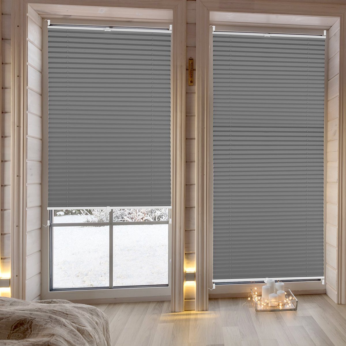 Sekey Plissee Plissee ohne Bohren Klemmfix verspannt für Fenster & Tür Lichtschutz, blickdicht, Klemmfix, Faltenstore Klemmfix Lichtschutz und Sichtschutz 45x120cm Dunkelgrau