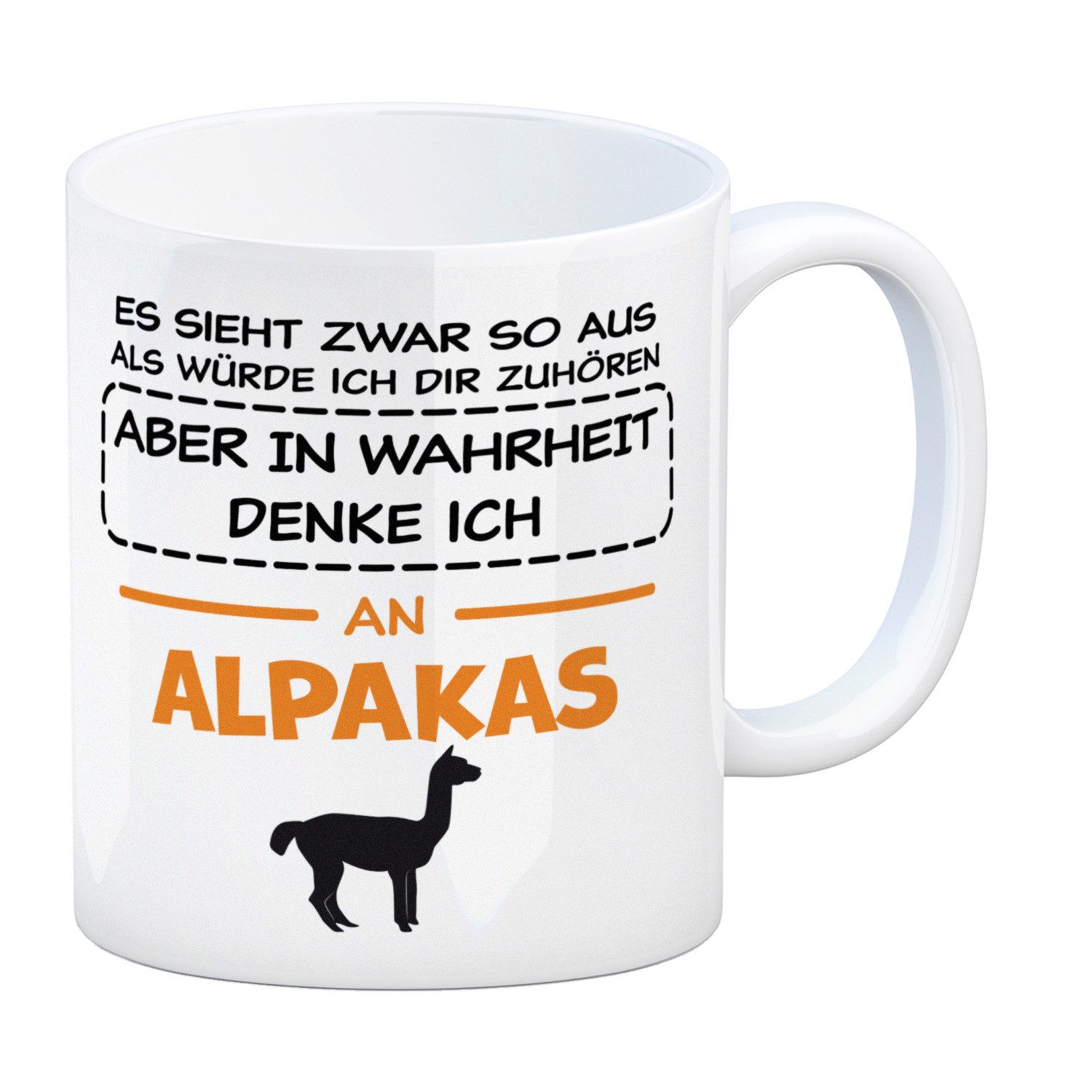 Tasse In Wahrheit denke ich an Alpakas Kaffeebecher