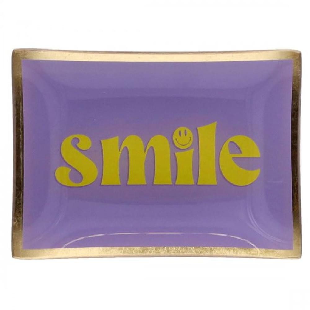 Giftcompany Dekoteller Glasteller Love Plates Smile Lila Gelb (10x14,2cm)