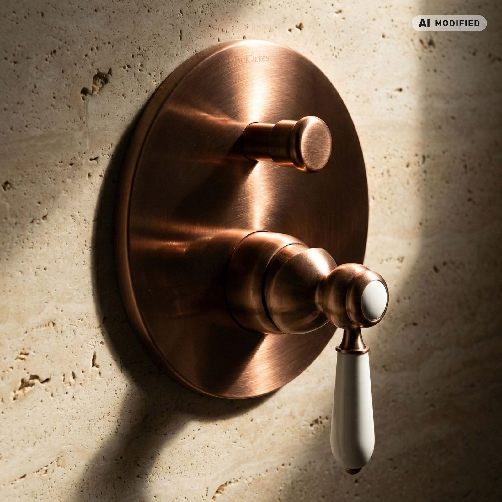 PaulGurkes Unterputz-Einbaukörper Massives Messing, Kupfer-Optik, Nostalgie-Design, Keramikkartusche