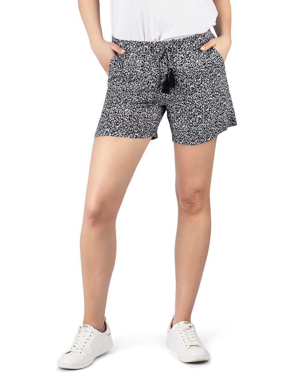 DENIMFY Chinoshorts Damen Shorts DFLia Regular Fit kurze Stoffhose mit Kordelzug aus 100% Viskose
