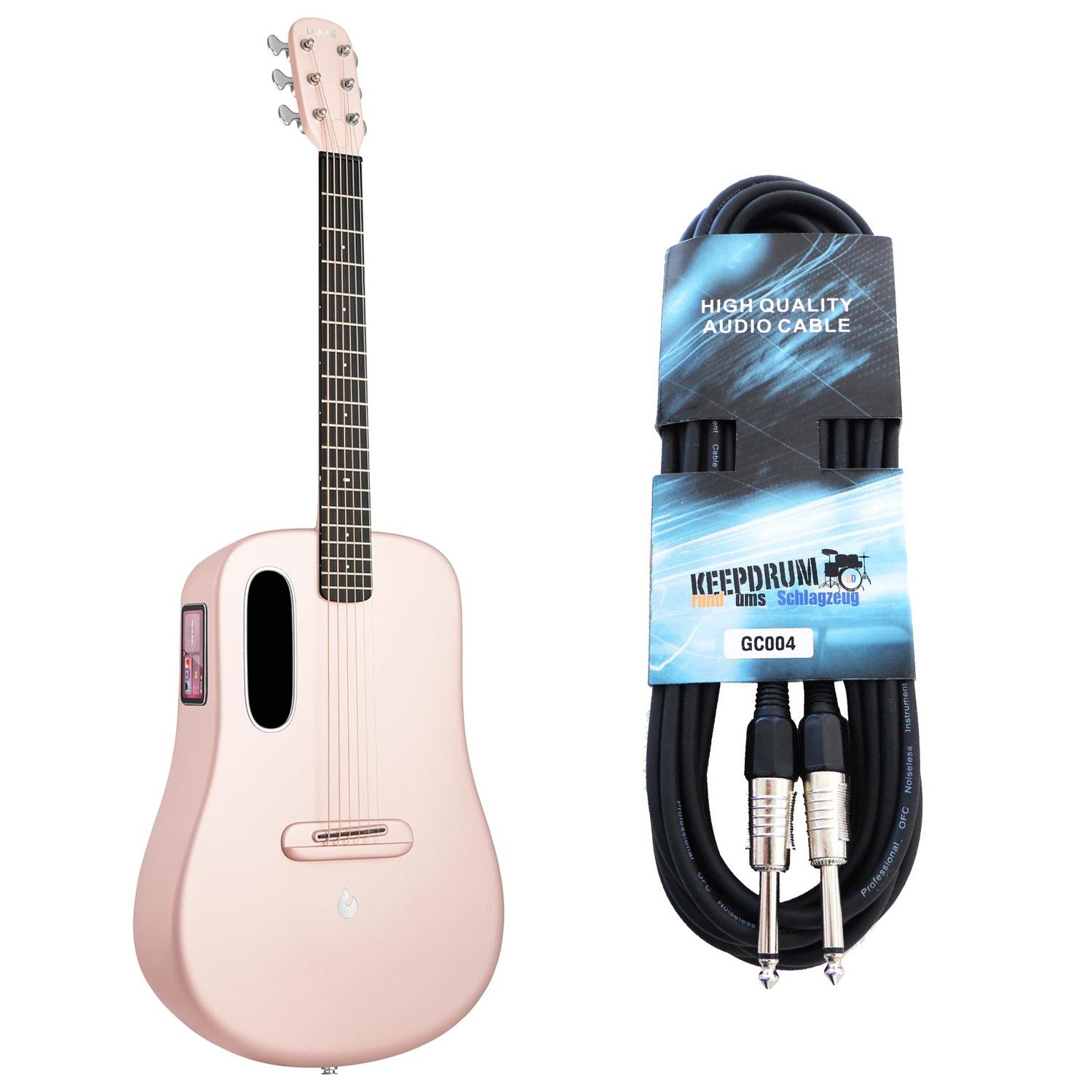 Westerngitarre Lava Music Gitarre ME 4 38 Zoll Pink mit Kabel