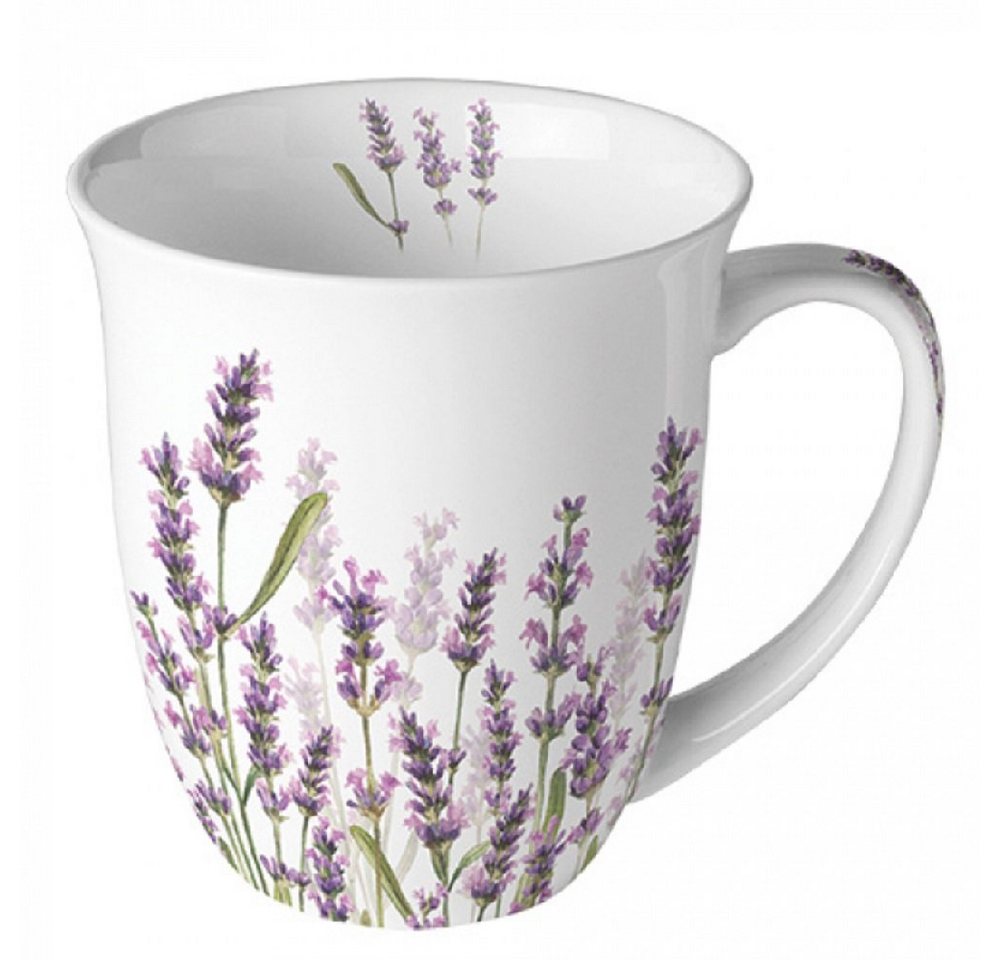 Ambiente Luxury Paper Products Becher Porzellan Mug, Blumen, Planzen,Tiere, Vogel, Vögel, 1-tlg., Porzellan Tasse Sommer, Lavender, Lavendel Kollektion, Herbst, Winter, Frühling, Tee/Kaffee Tasse-, Ideal Als Geschenk