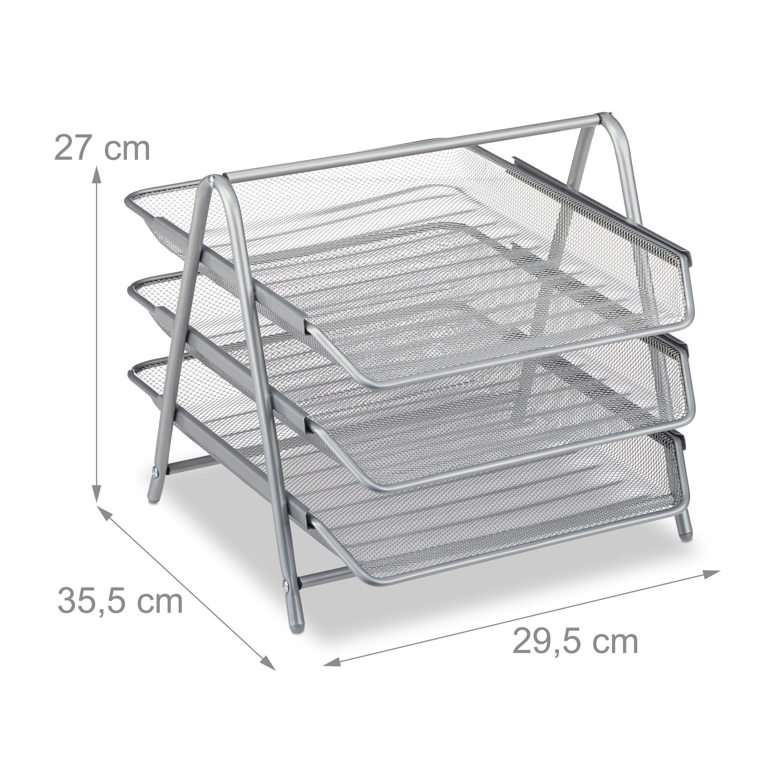 relaxdays Briefablage Dokumentenablage aus Metall, silber