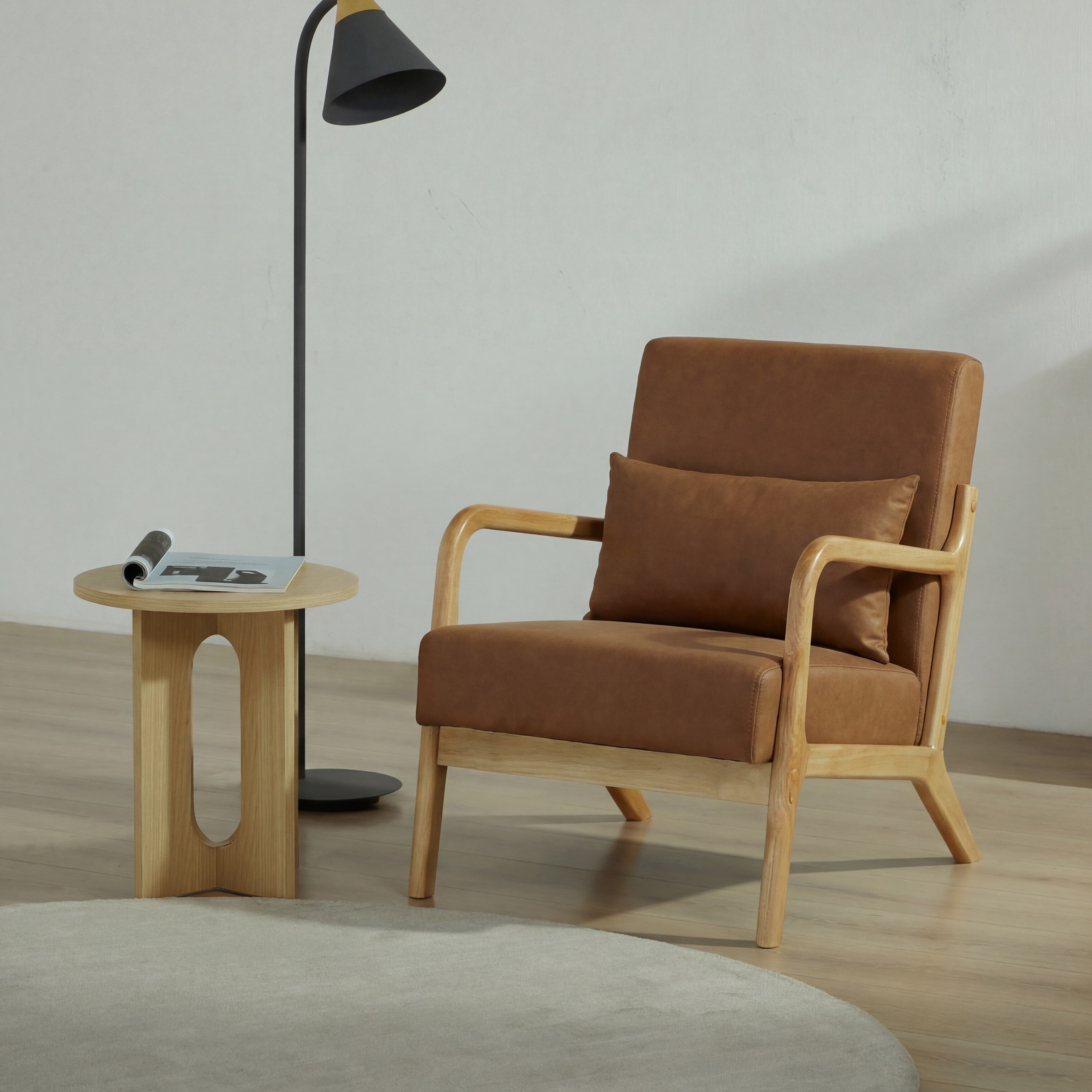 SteeLong Sessel Nordischer Akzentstuhl mit Kissen, Massivholzrahmen (1-St), minimalistischer Stil für Wohnzimmer, Schlafzimmer und Leseecke