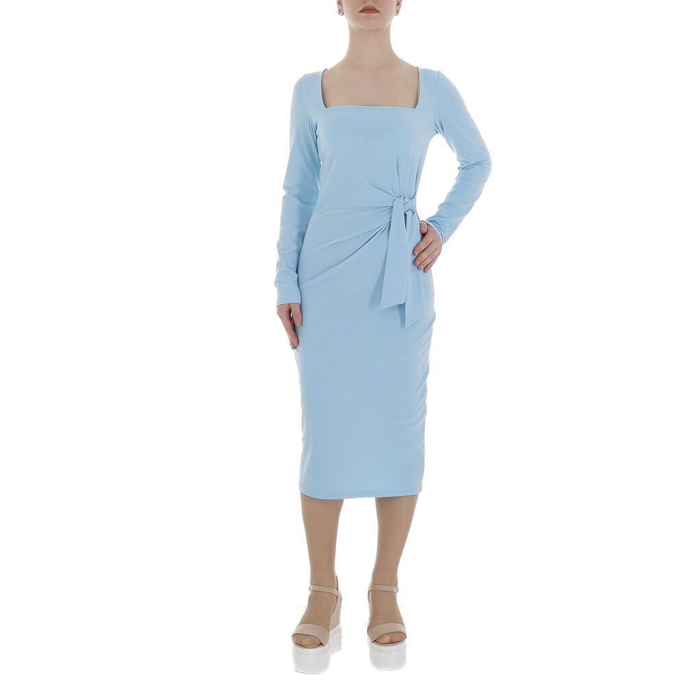 Ital-Design Wickelkleid Damen Elegant Pencil (86365204) Drapiert Stretch Maxikleid in Hellblau