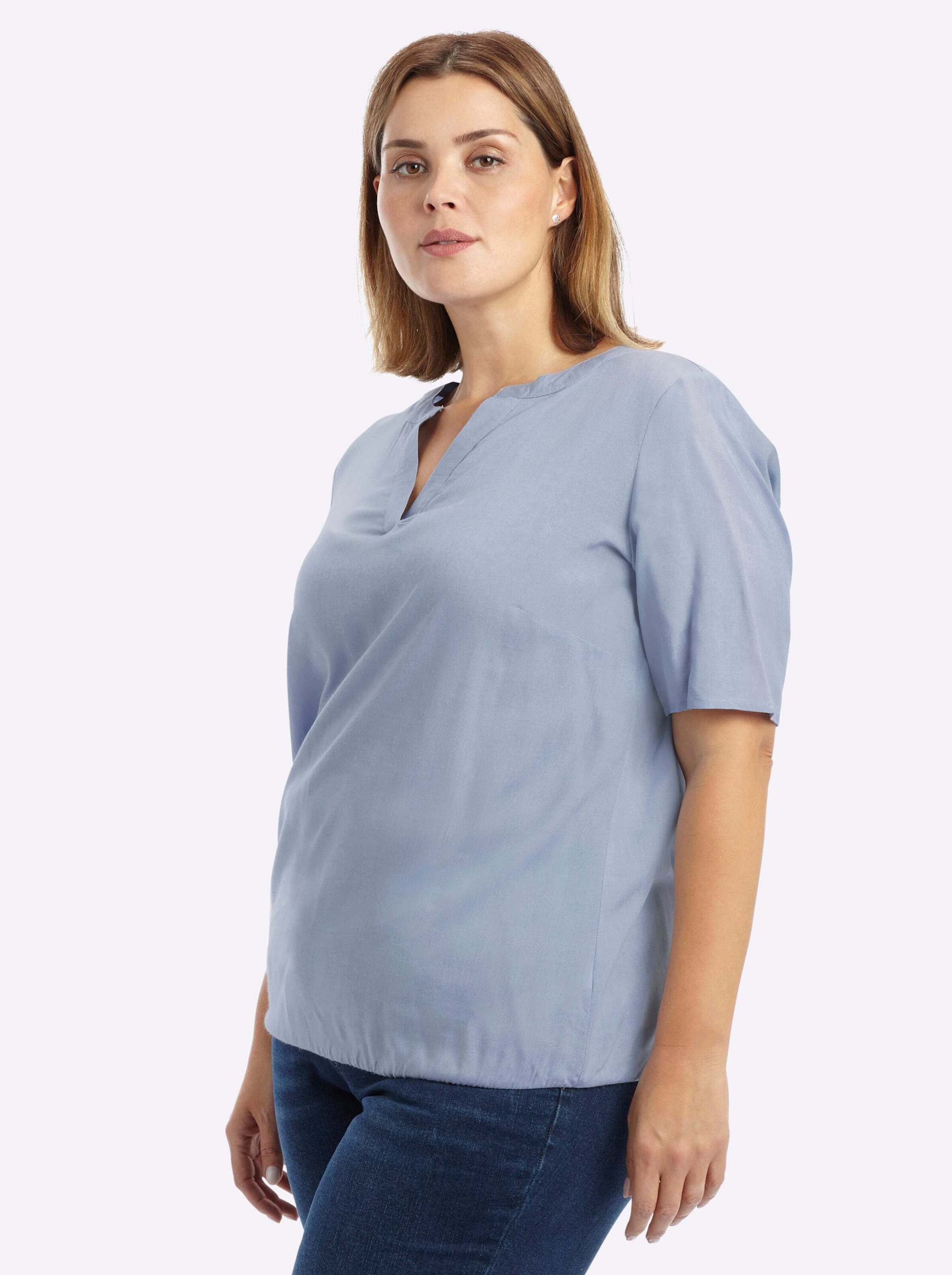 Sheego Klassische Bluse Kurzarmbluse Kurzarm
