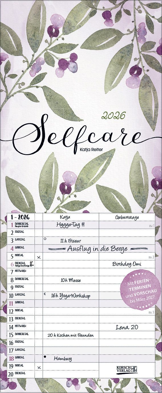 Korsch Verlag Familienkalender Korsch Календари Selfcare - My Timer 2026