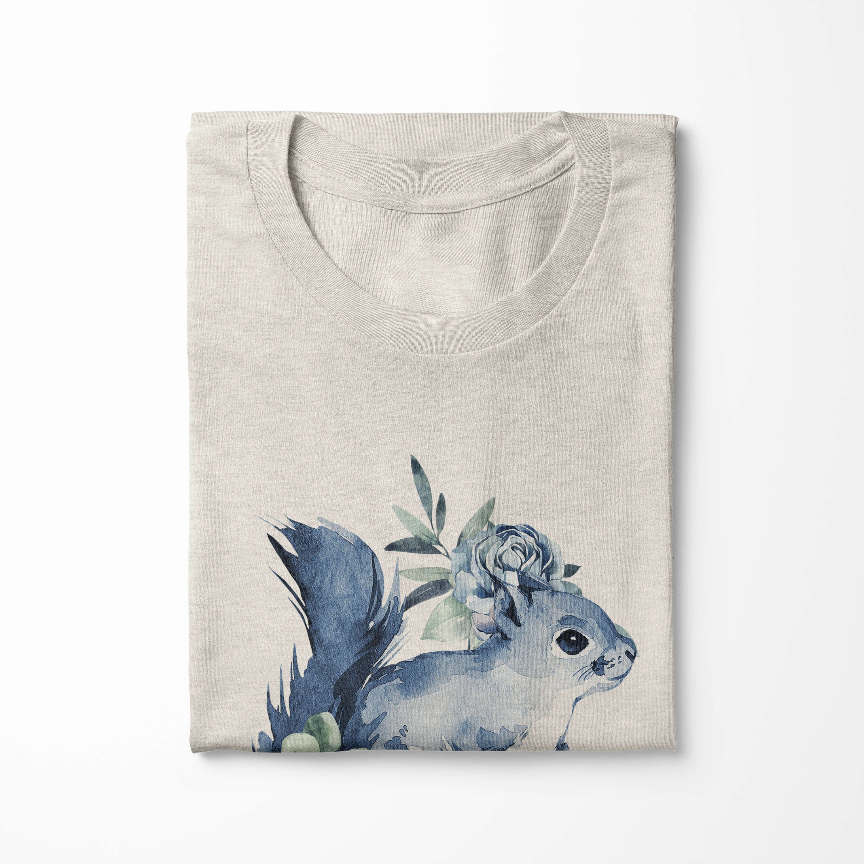 100% Shirt Sinus Eichhörnchen Ökomode T-Shirt Nachhaltig gekämmte Aquarell Bio-Baumwolle Art T-Shirt (1-tlg) Motiv Herren aus