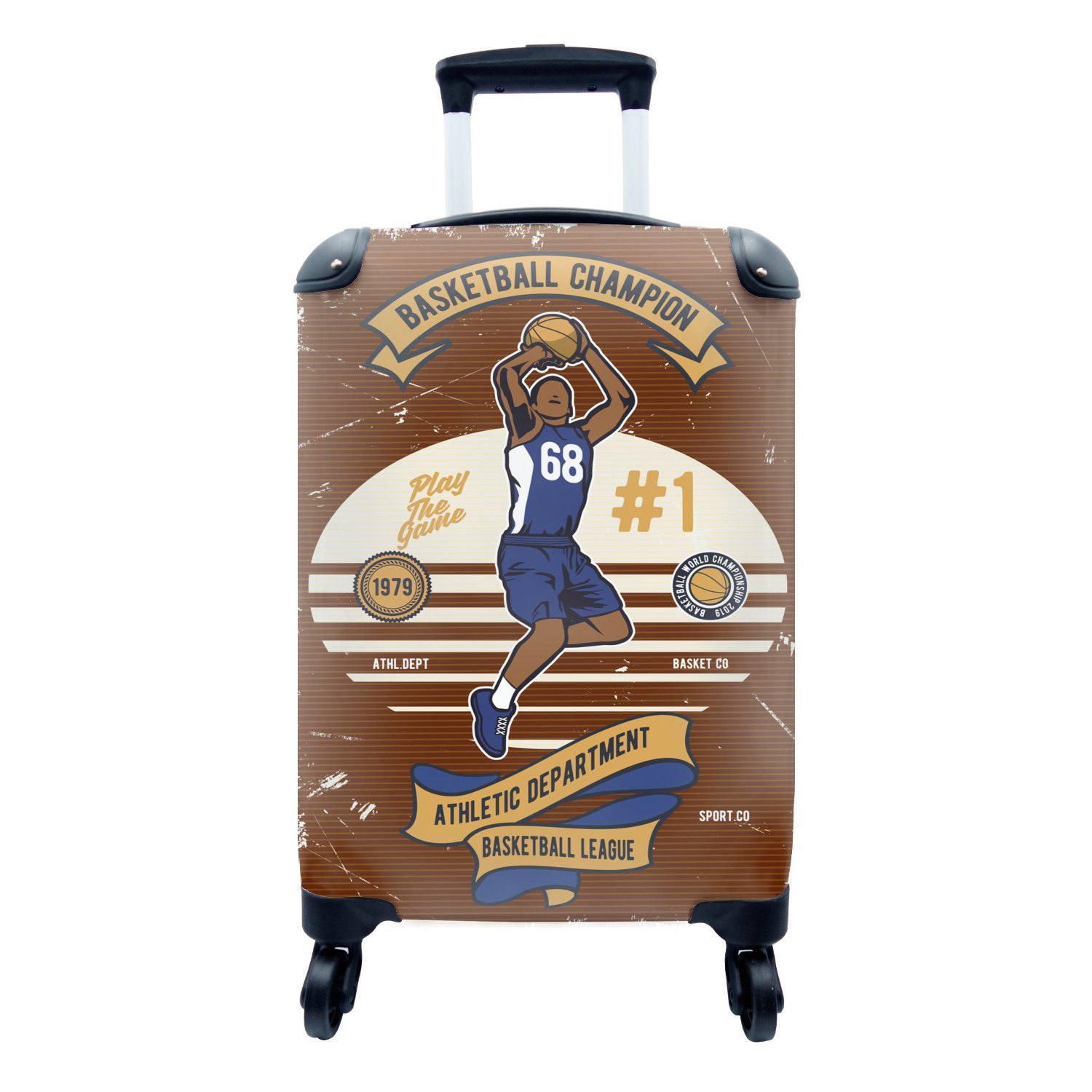 MuchoWow Handgepäckkoffer Mancave - Basketball - Vintage - Zitate, 4 Rollen, Reisetasche mit rollen, Handgepäck für Ferien, Trolley, Reisekoffer