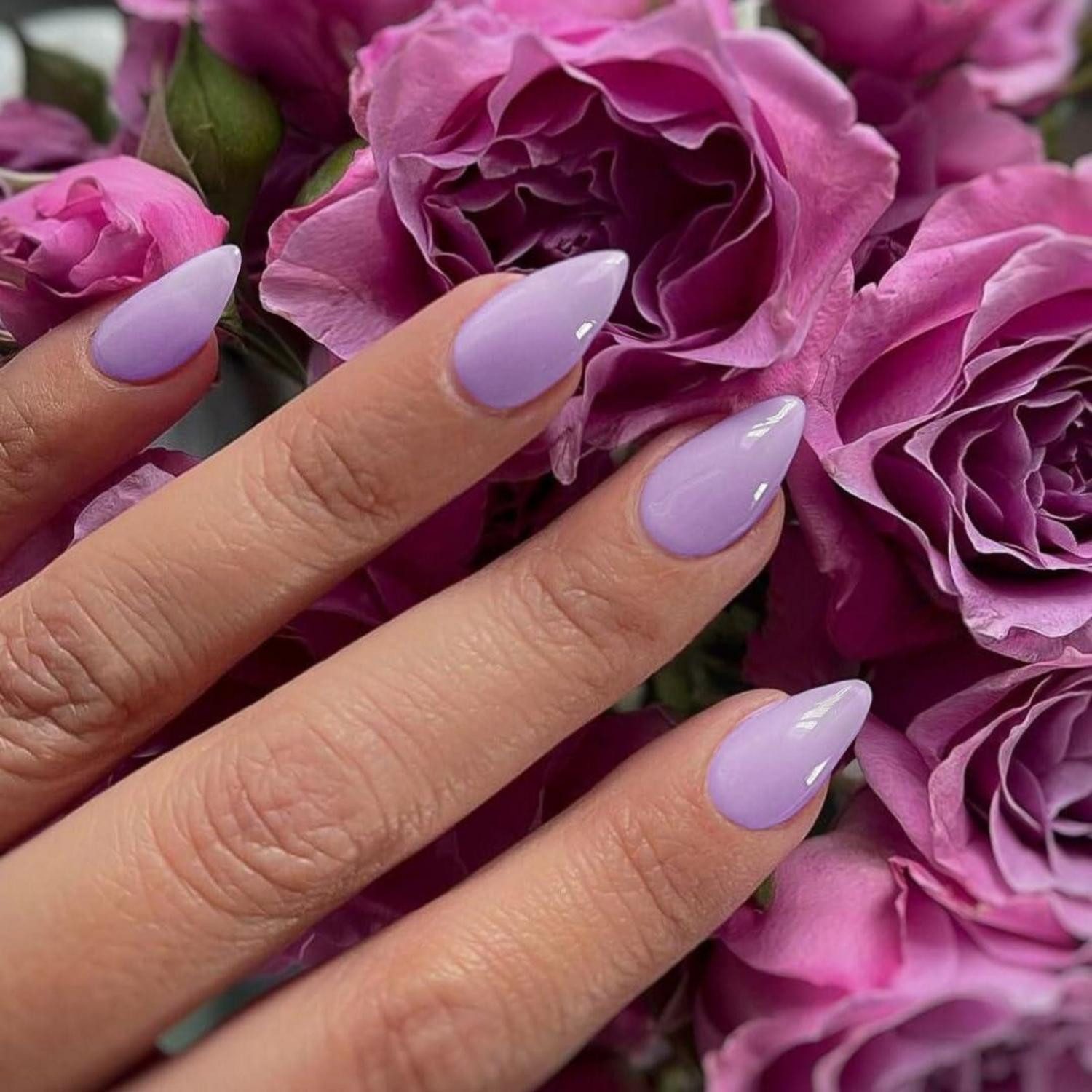 LuxusKollektion Kunstfingernägel Kunstnägel PressOn Acryl Kurz Mandel FullCover Gel Lavendel