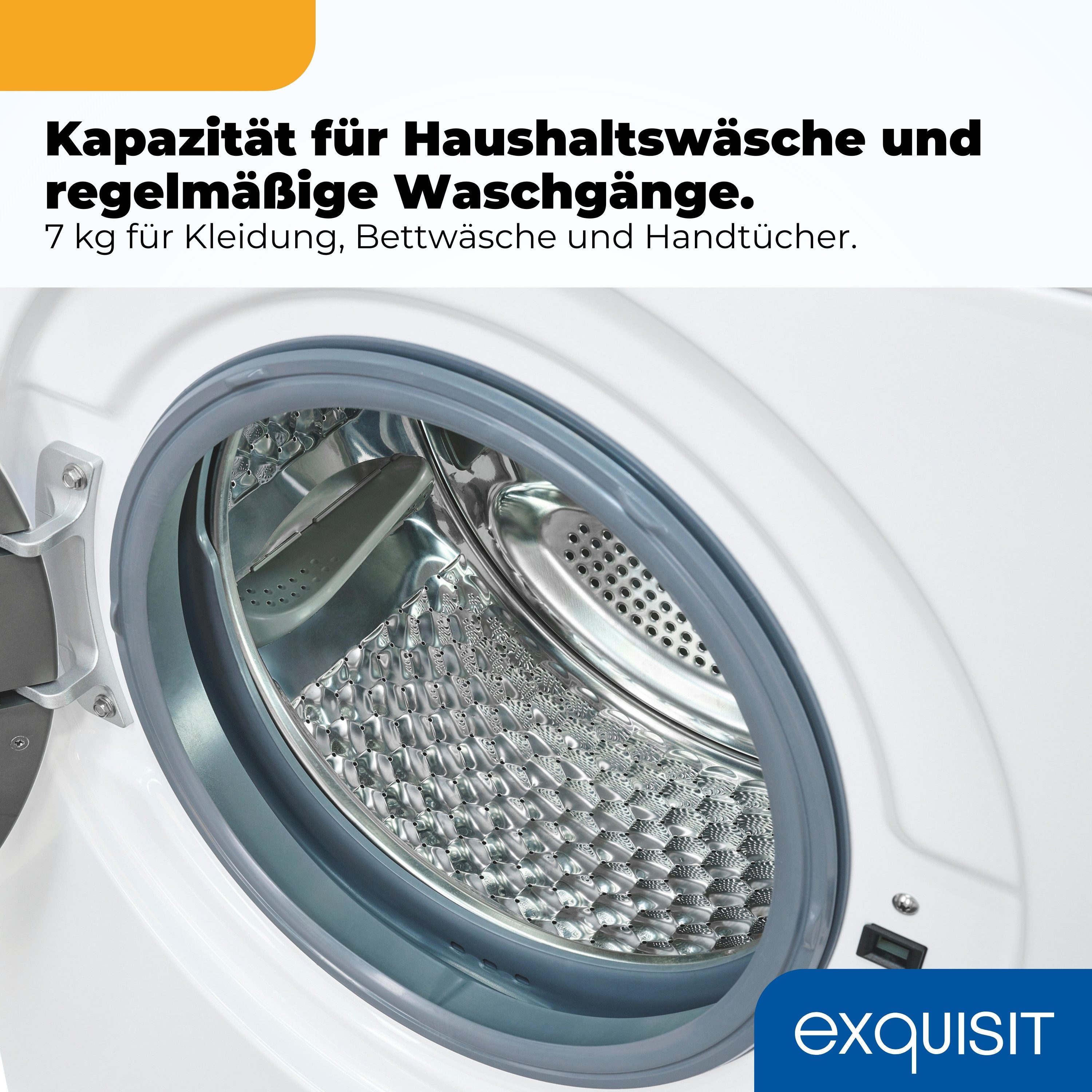 exquisit Waschmaschine WA57014-020A, 7 kg, 1400 U/min, 40 kWh, 37 L, 76 dB, Geräuschklasse B – Bild 5 von 5