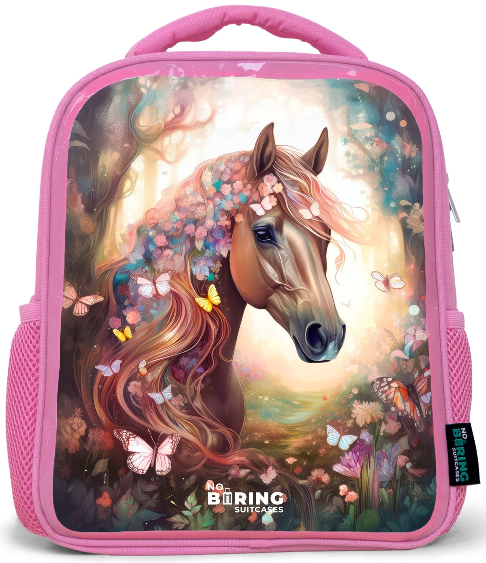 Rucksack Rosa - Pferd - Schmetterlinge - Farbenfroh