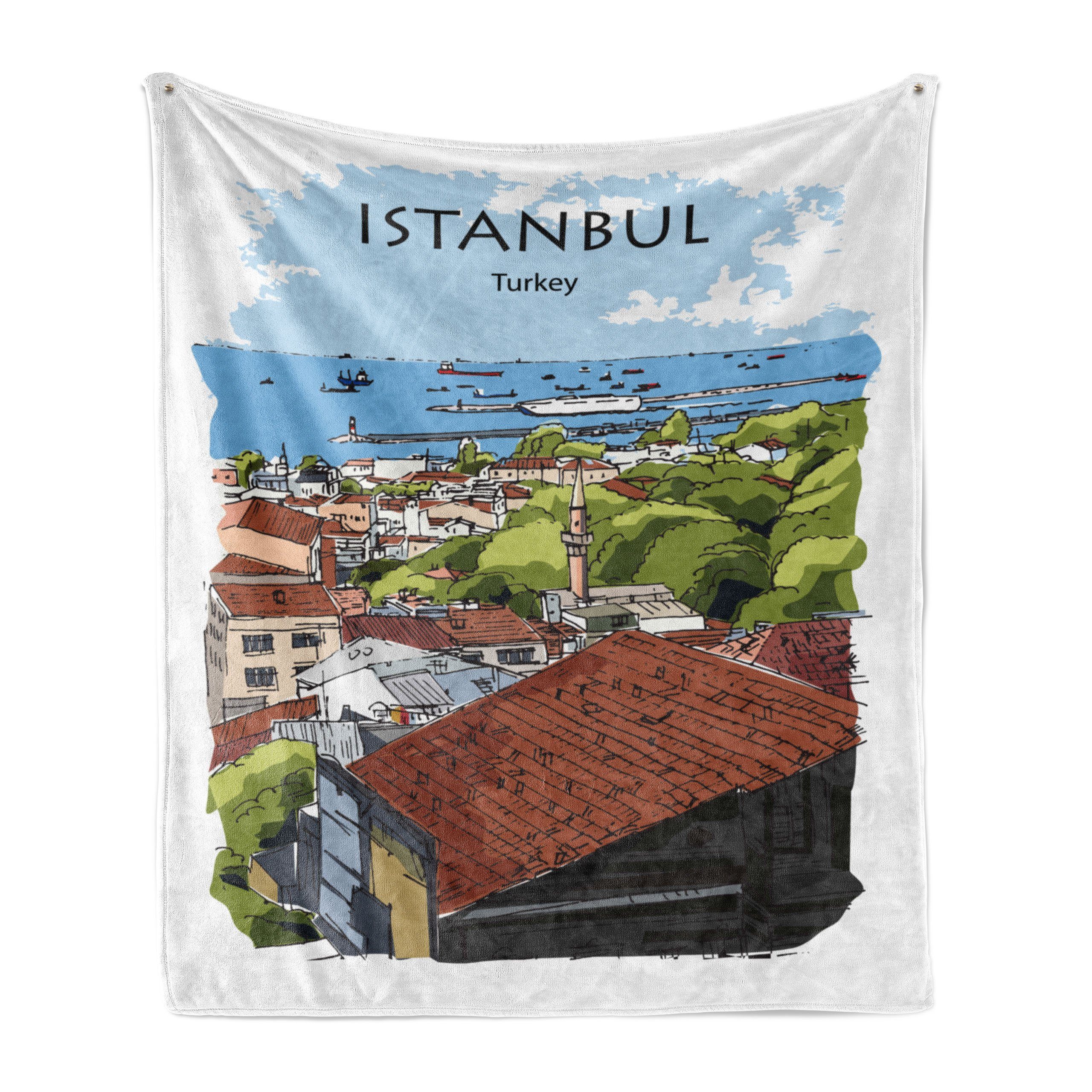 Außenbereich, Sea Innen- Istanbul Gemütlicher Harbor Wohndecke Marmara und für den Abakuhaus, Plüsch