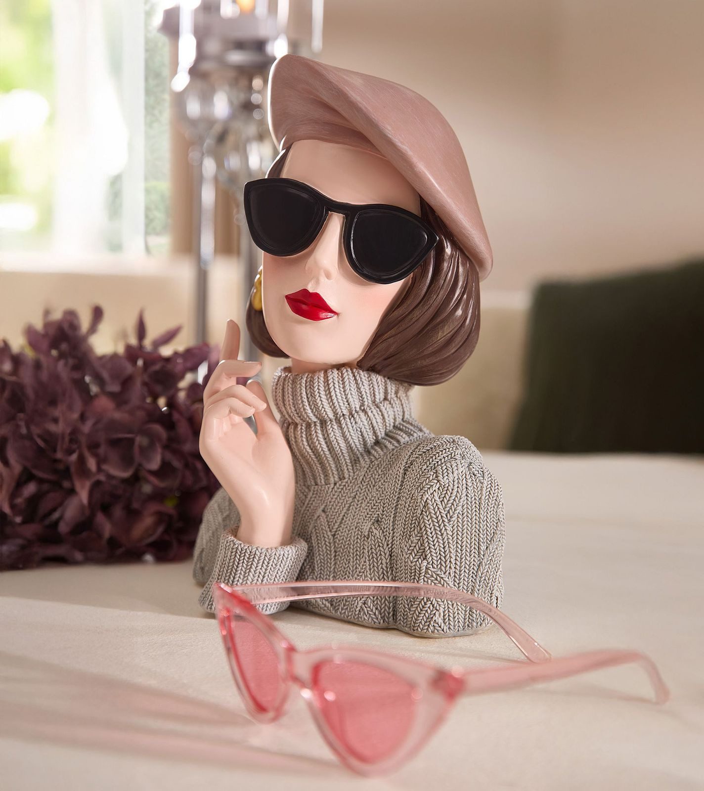 formano Dekofigur Deko-Büste Dame mit Sonnenbrille Hut Frauenfigur 26cm Wom günstig online kaufen