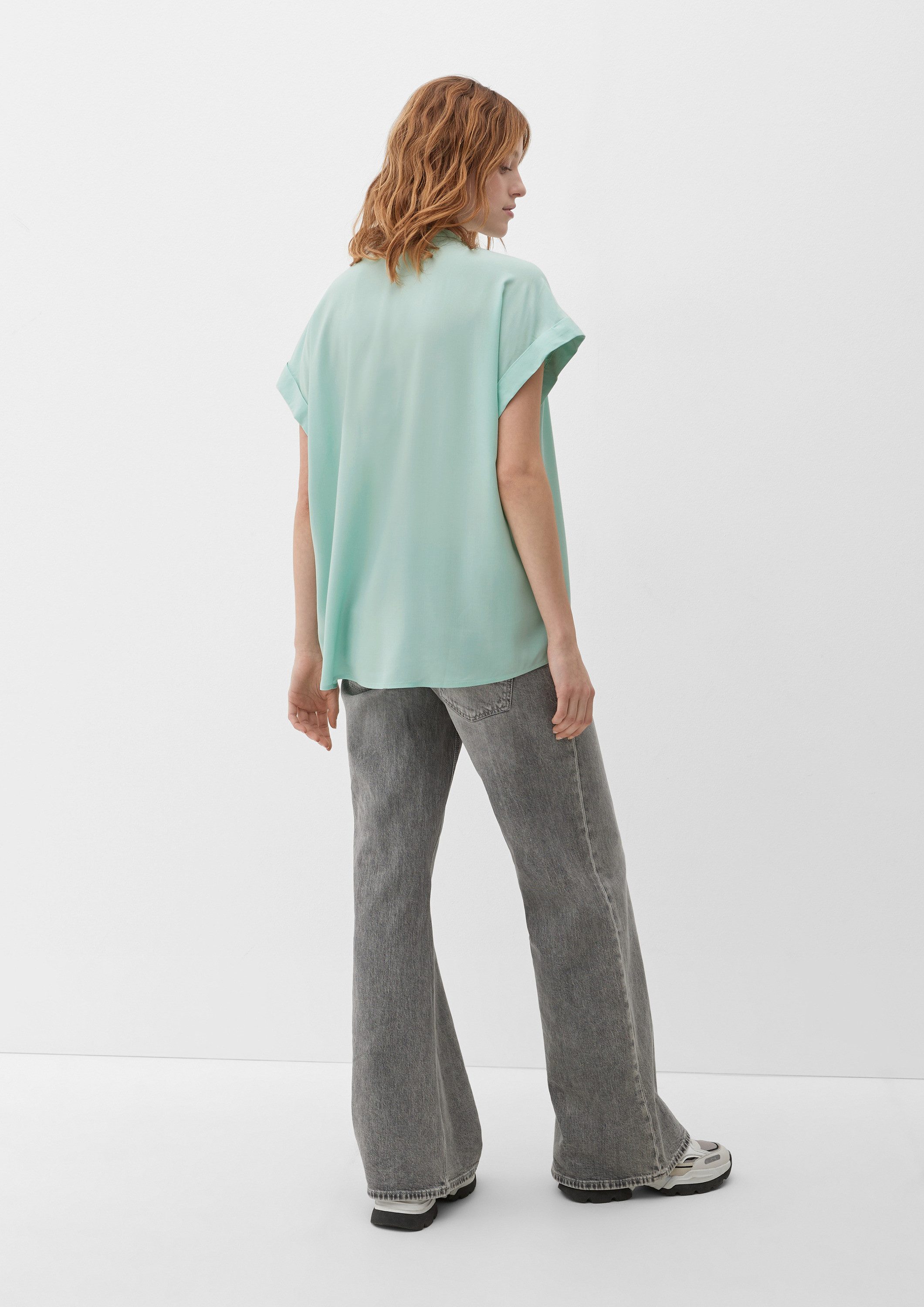 QS Kurzarmbluse Bluse Tunikabluse aus Viskose