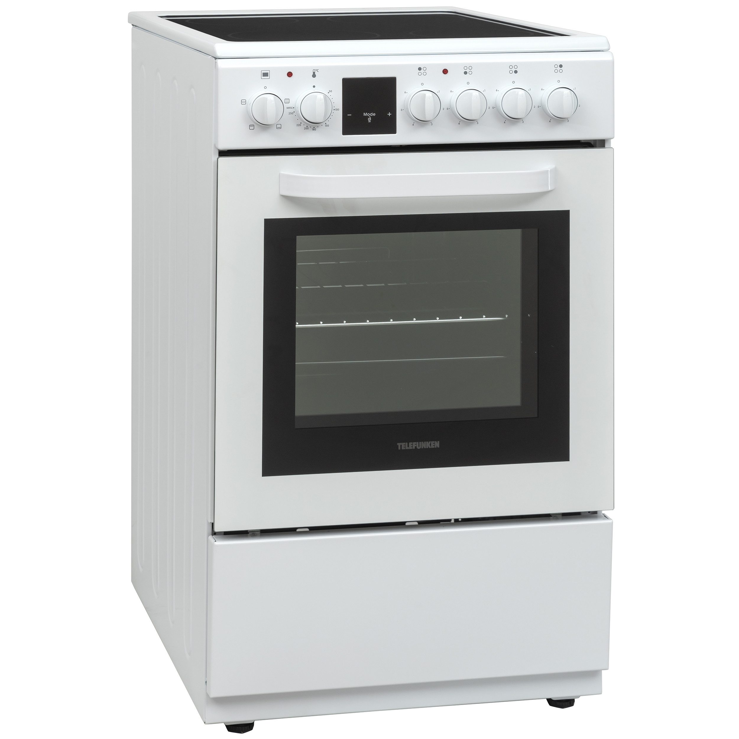 Telefunken Elektro-Standherd BSHC55AI, Elektroherd freistehend 50 cm breit, Herd mit Backofen und Kochfeld