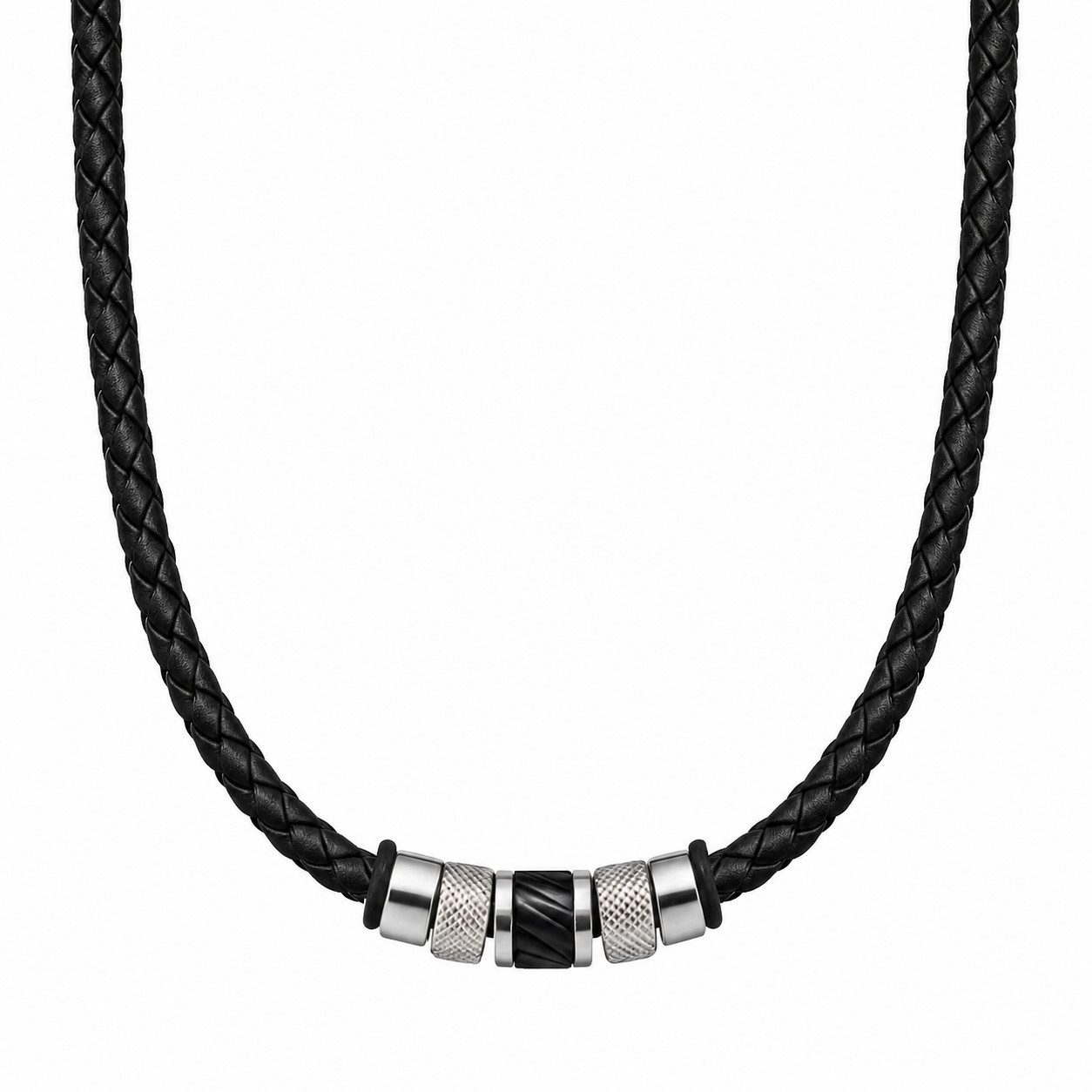 David Galvani Kette mit Anhänger Herren Halskette Lederkette Silber, Edelstahl 316L