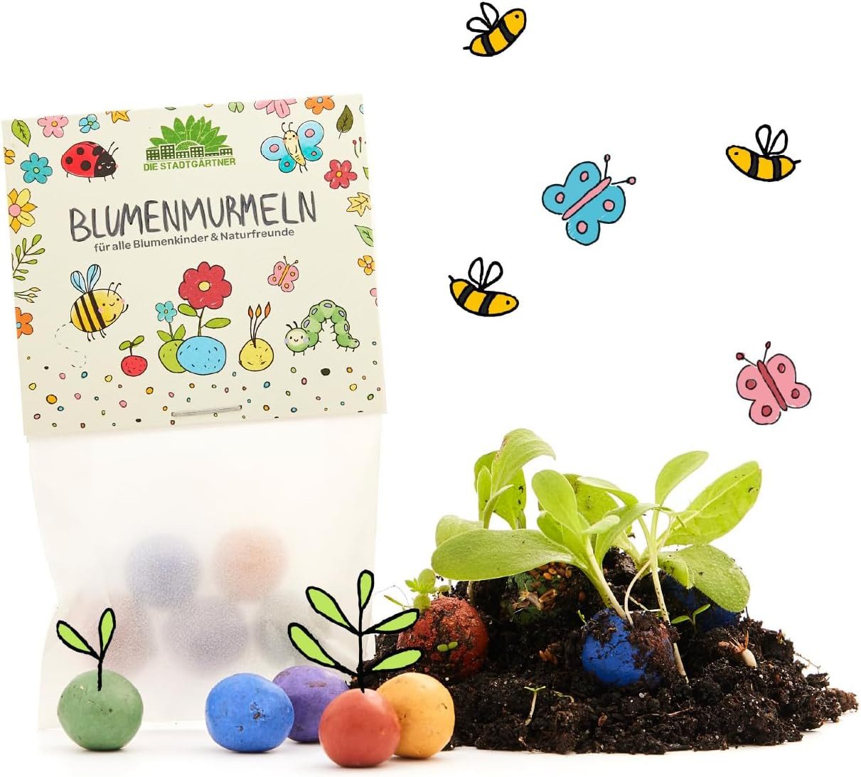 Die Stadtgärtner Spielzeug-Gartenset 10 Blumenmurmeln-Tütchen - KITA-Dankes günstig online kaufen