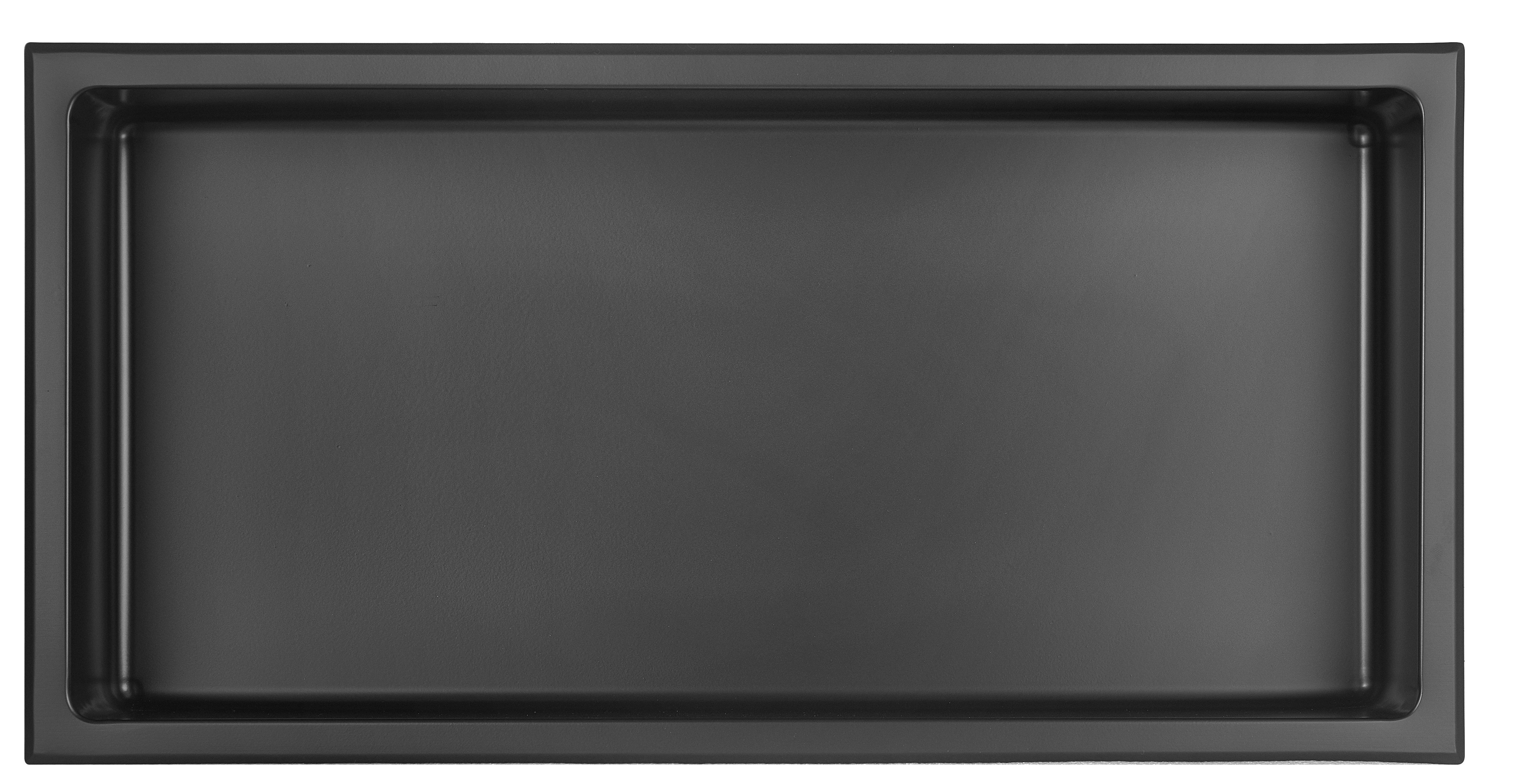 Alphabad Hochschrank Edelstahl Wandnische 30 x 90 cm (schwarz)