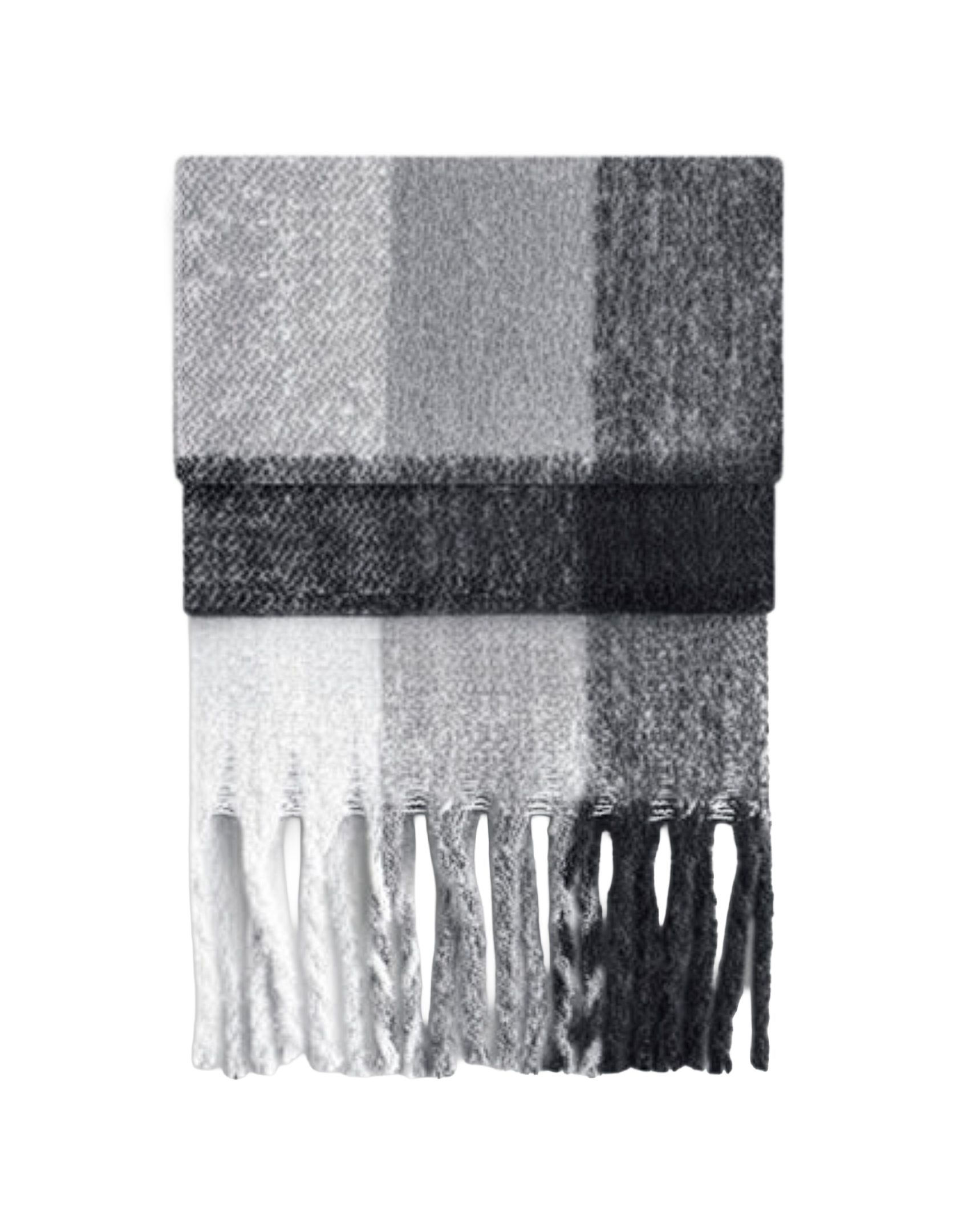 Beechfield® Modeschal Damen Oversized Schal mit Karomuster – weicher Soft-Touch Winterschal, mit Quasten 223 x 33 cm