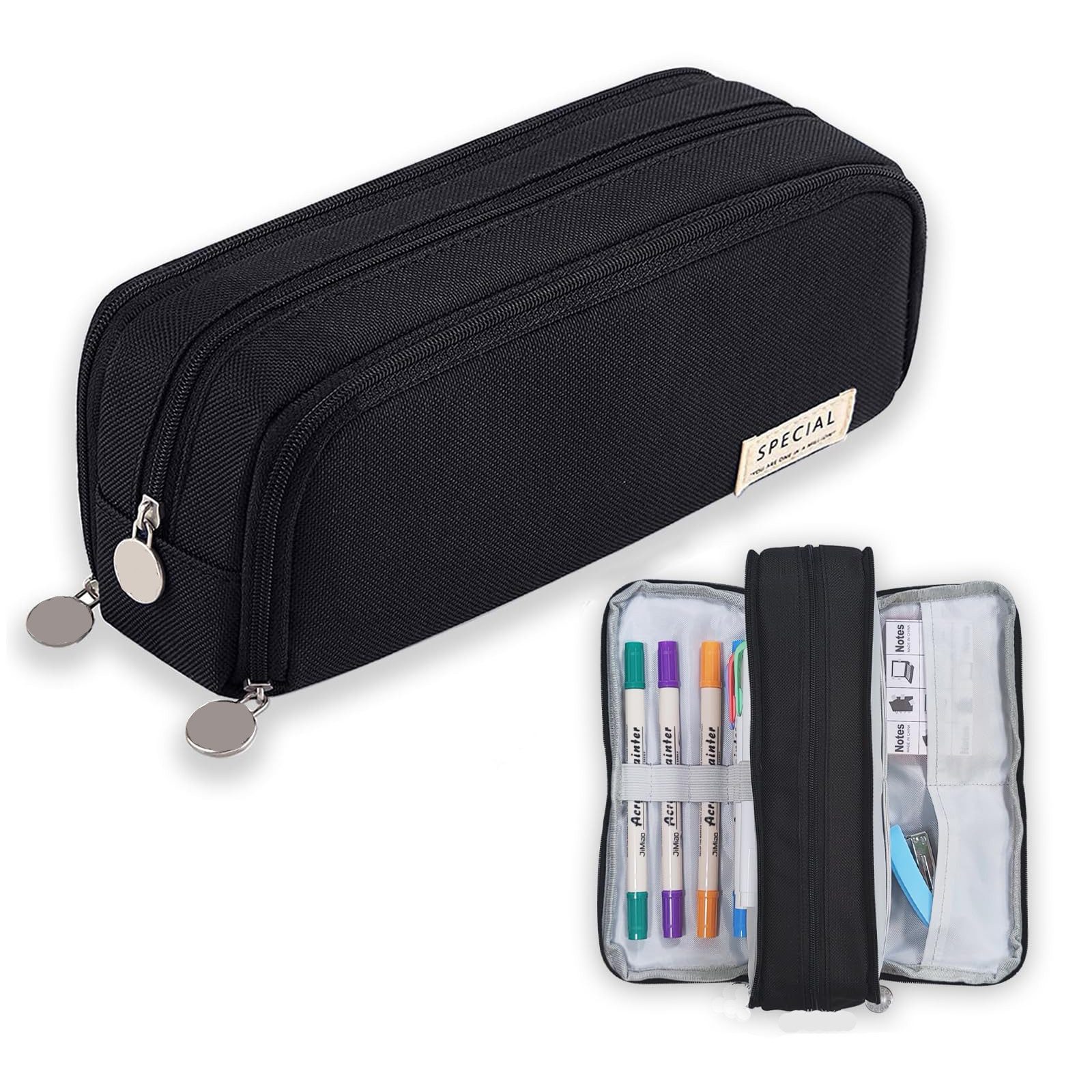 Bextsrack Schreibgeräteetui Große Kapazität Federmäppchen mit 3 Fächern, (1-tlg), Stiftemappe für Schule, Teenager, Mädchen, Jungen, Männer und Frauen