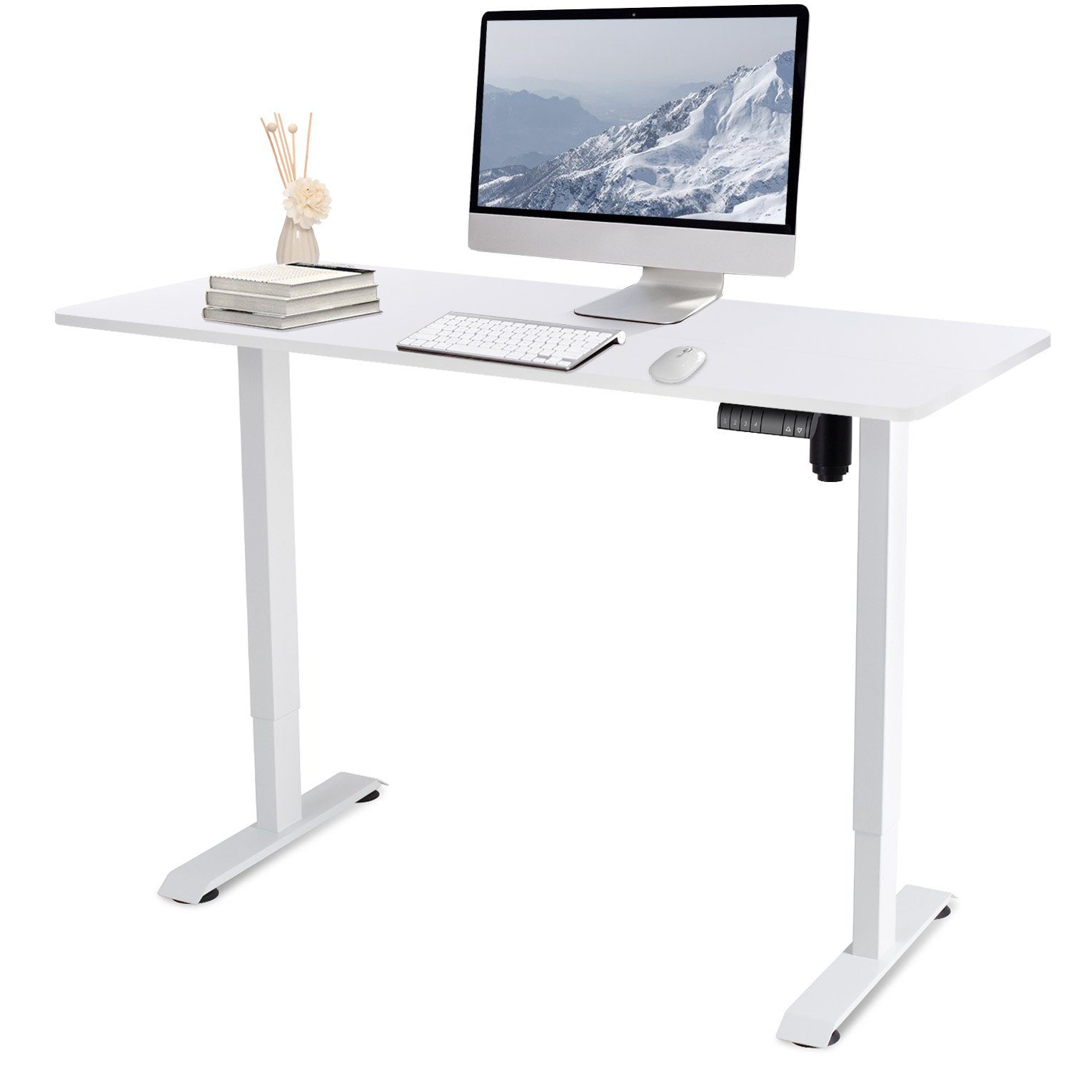 HOMALL Schreibtisch Höhenverstellbarer Elektrisch Schreibtisch 120x60 Weiß