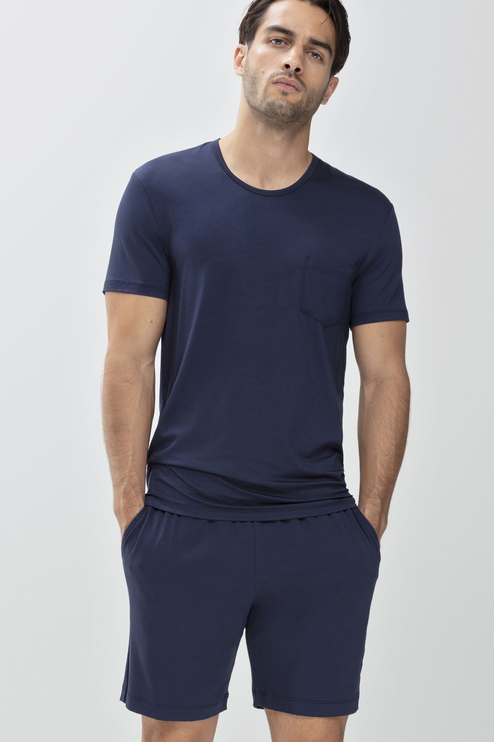 Mey T-Shirt Serie Jefferson Modal uni (1-tlg) Yacht Blue