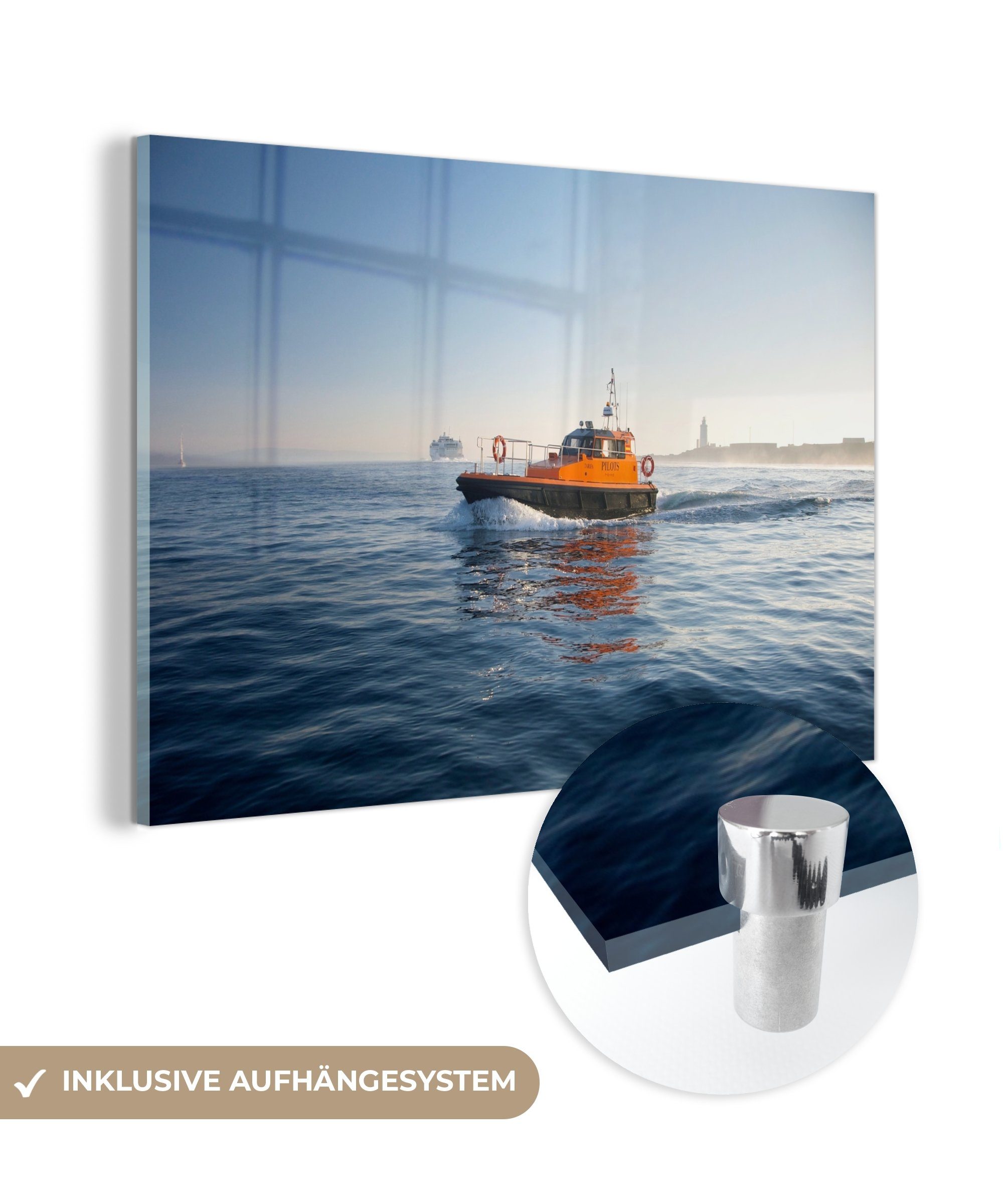 MuchoWow Acrylglasbild Rettungsboot auf dem Wasser, (1 St), Acrylglasbilder Wohnzimmer & Schlafzimmer | Bilder