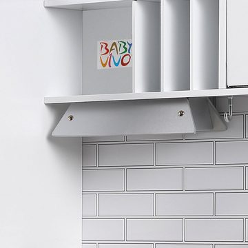 Baby Vivo Spielküche Kinderküche Spielküche aus Holz - Bruno mit Tafel in Weiß