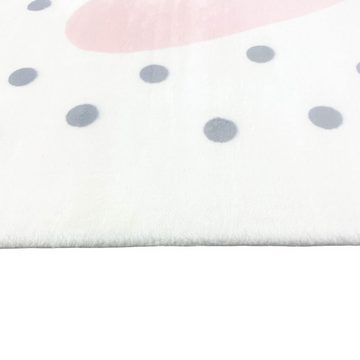 Teppich Weicher Kinderteppich mit Herzen und Pünktchen, creme, rosa&grau, TeppichHome24, rechteckig, Höhe: 18 mm