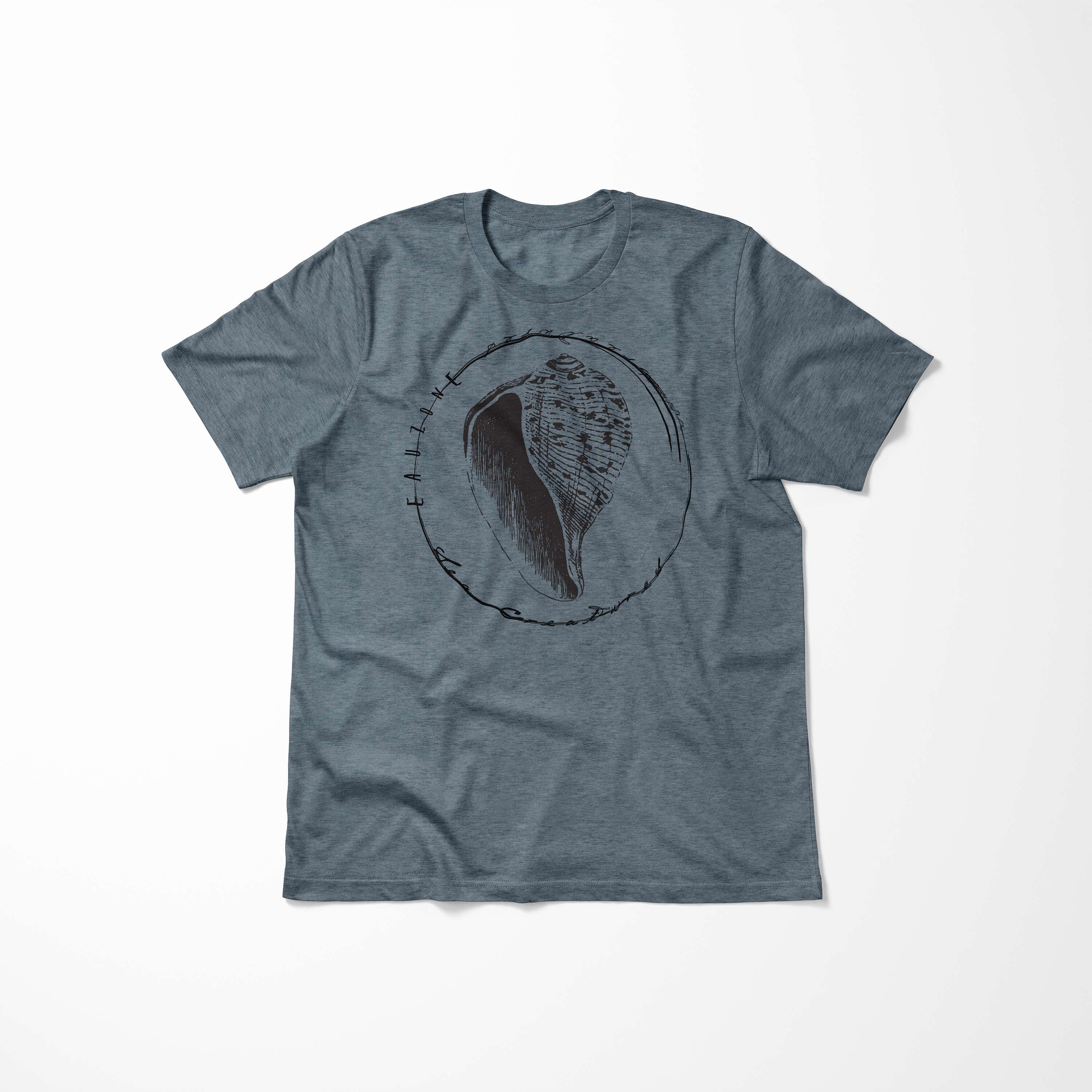 und feine Sea - / Indigo T-Shirt 057 Tiefsee T-Shirt Fische Sea Schnitt Struktur sportlicher Creatures, Serie: Art Sinus