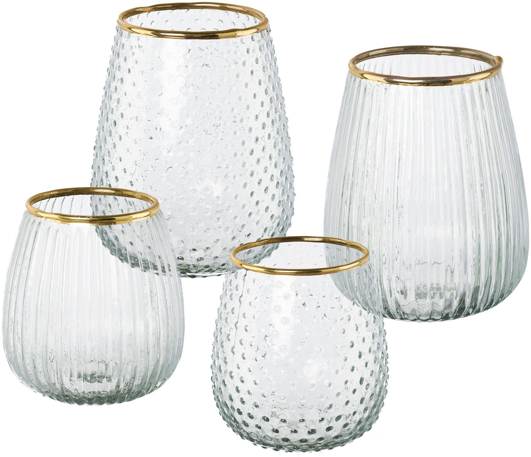 Leonique Windlicht Juline (Set, 4 St), aus Glas, mit goldfarbenem Rand