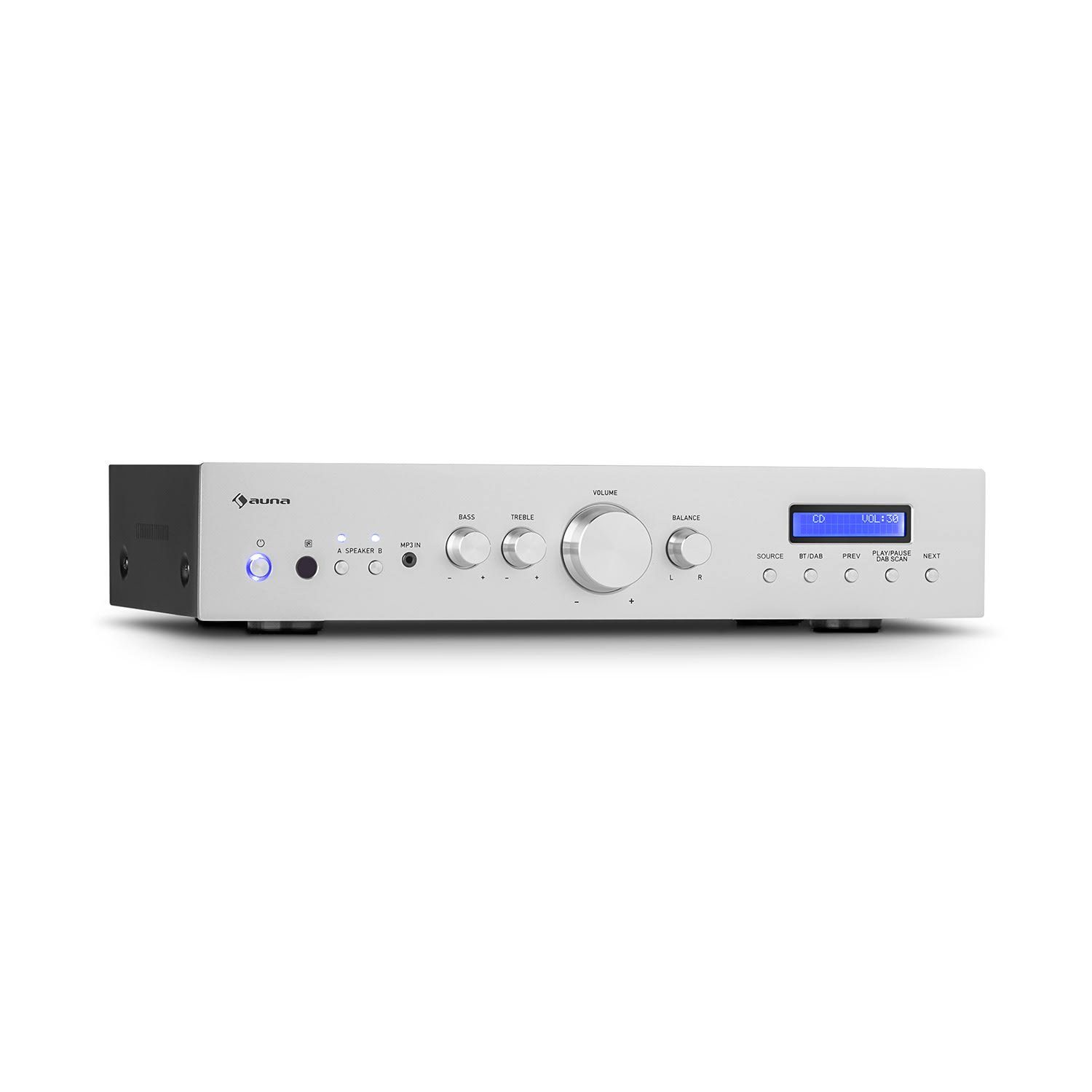 Auna AMP-CD608 DAB Audioverstärker (Anzahl Kanäle: 4-Kanal, 400 W) Silber | Verstärker