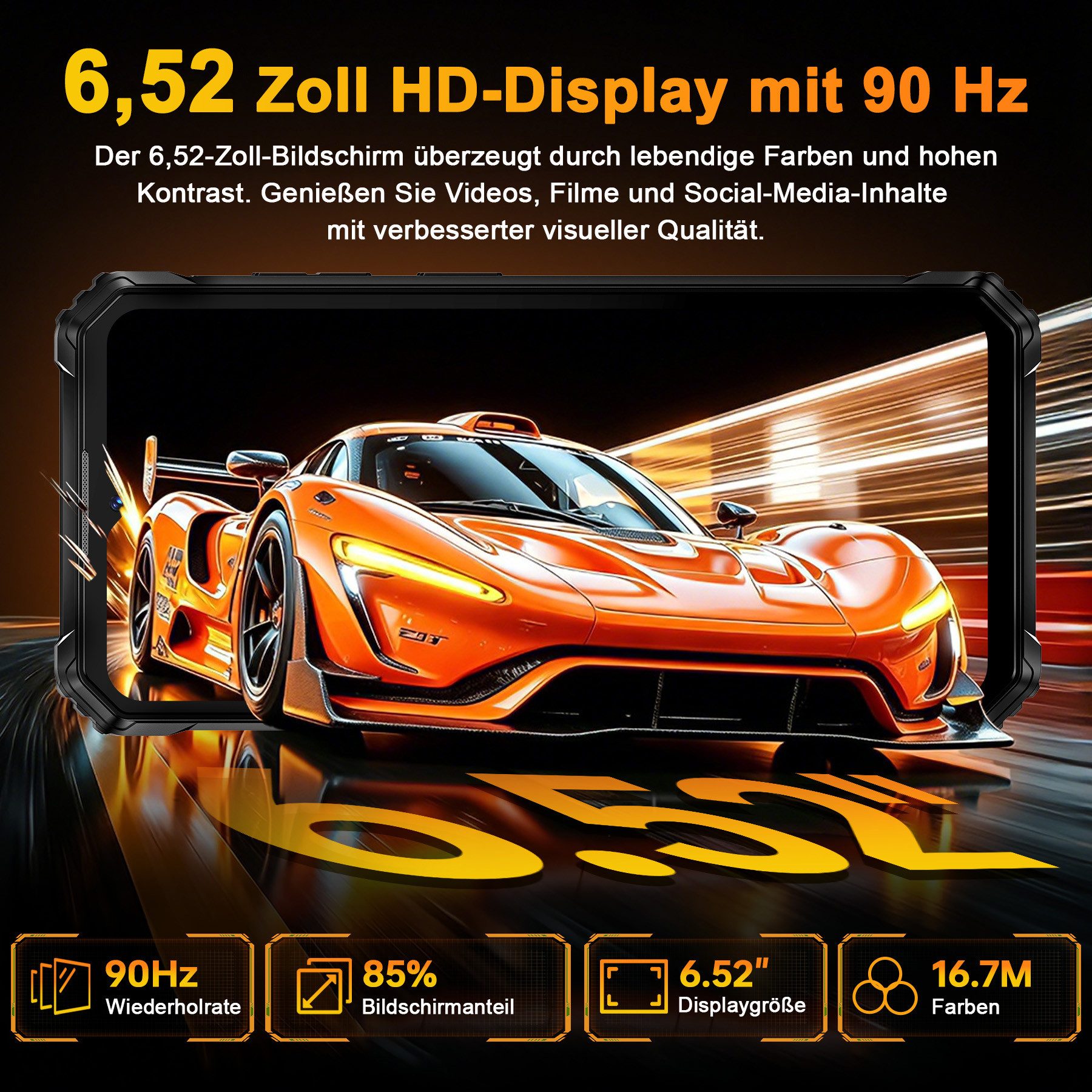 OUKITEL G6 4G Outdoor Smartphone (16,56 cm/6.52 Zoll, 64 GB Speicherplatz, 16 MP Kamera, 10.600 mAh Akku, IP68/IP69K, Android 16, Dual-SIM, GPS)