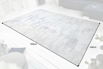 Teppich ABSTRAKT XXL 350x240m grau / blau, riess-ambiente, rechteckig, Höhe: 10 mm, Wohnzimmer · Baumwoll-Mischung · Vintage Muster · Maritim