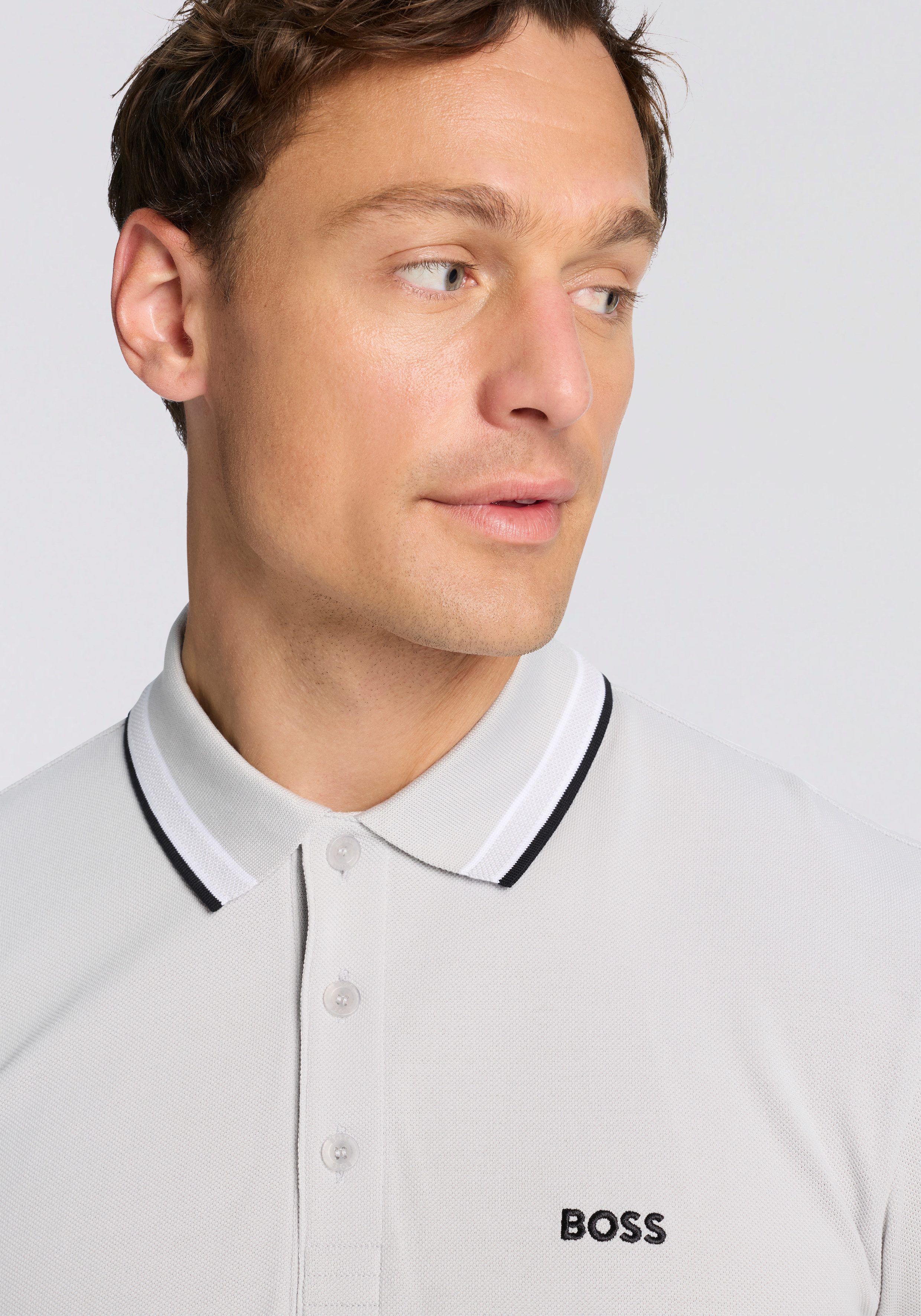 BOSS GREEN Poloshirt Paddy Regular Fit atmungsaktive Piqué-Webstruktur, Flachstrickkragen, gerader Schnitt