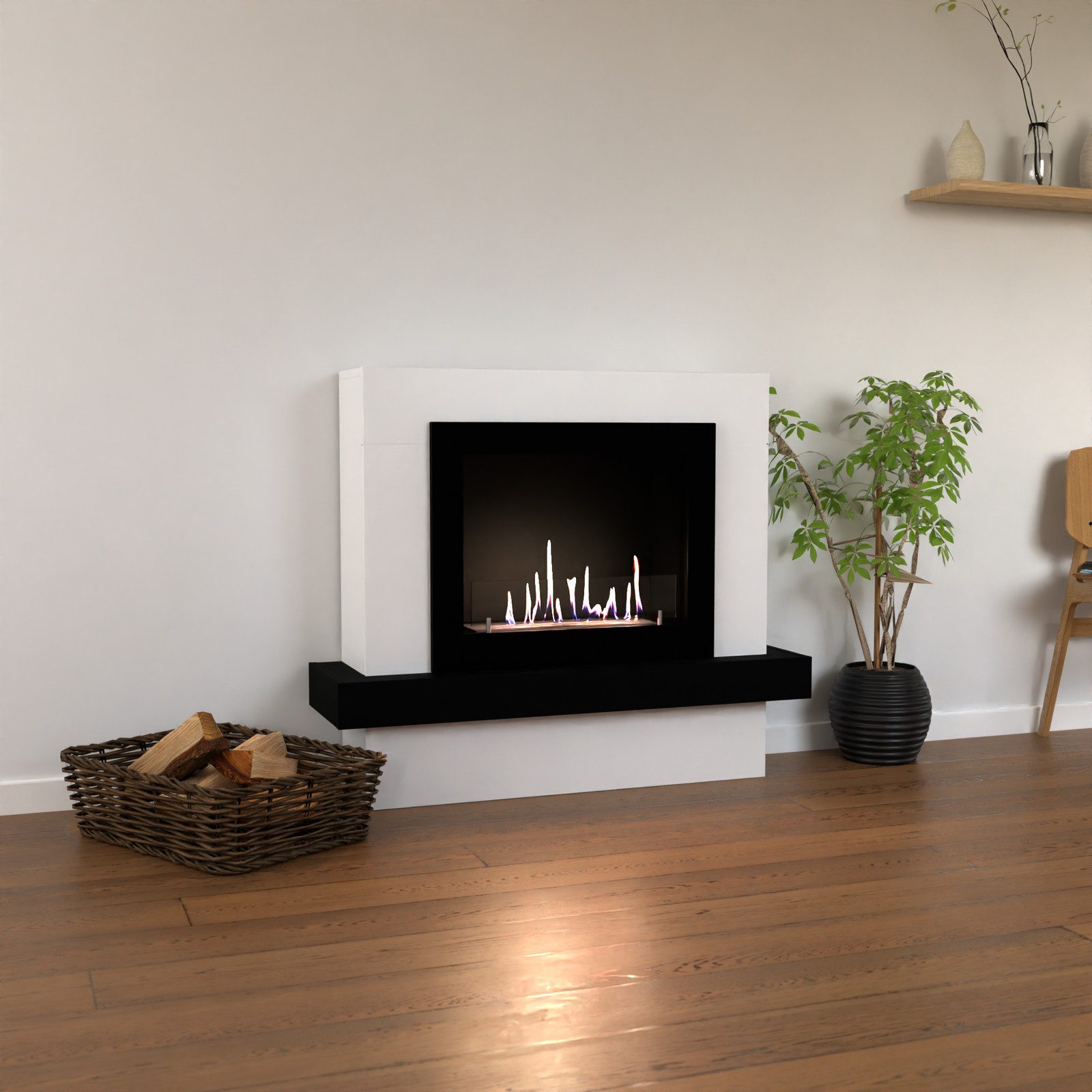 GLOW FIRE Echtfeuer-Dekokamin Larvik Ethanol Kamin, Bioethanol Kamin mit 3h Brenndauer, Heizleistung bis 2 kw